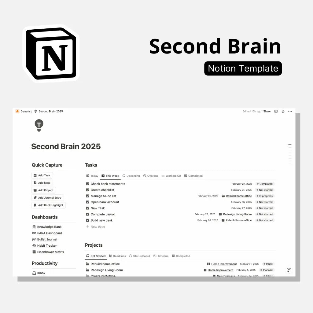 notion second brain template 2025