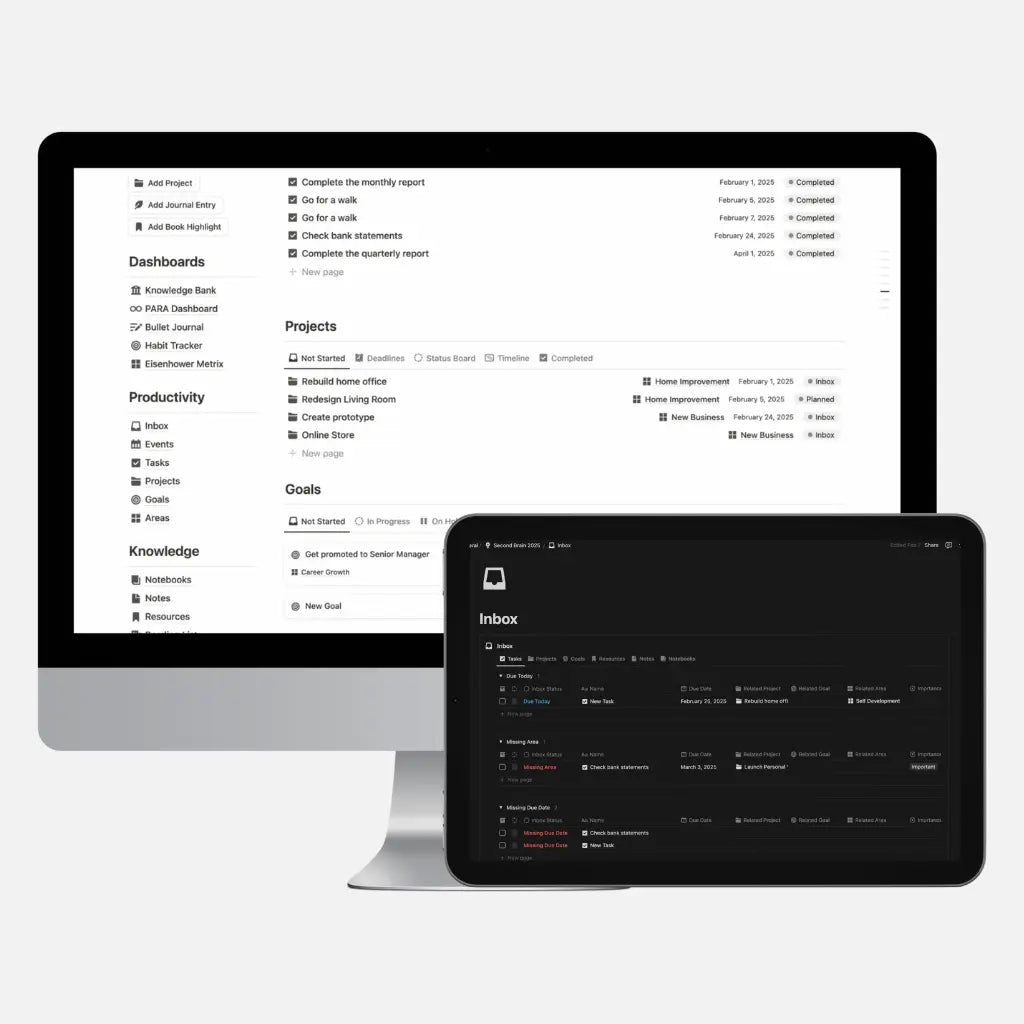 notion second brain dashboard
