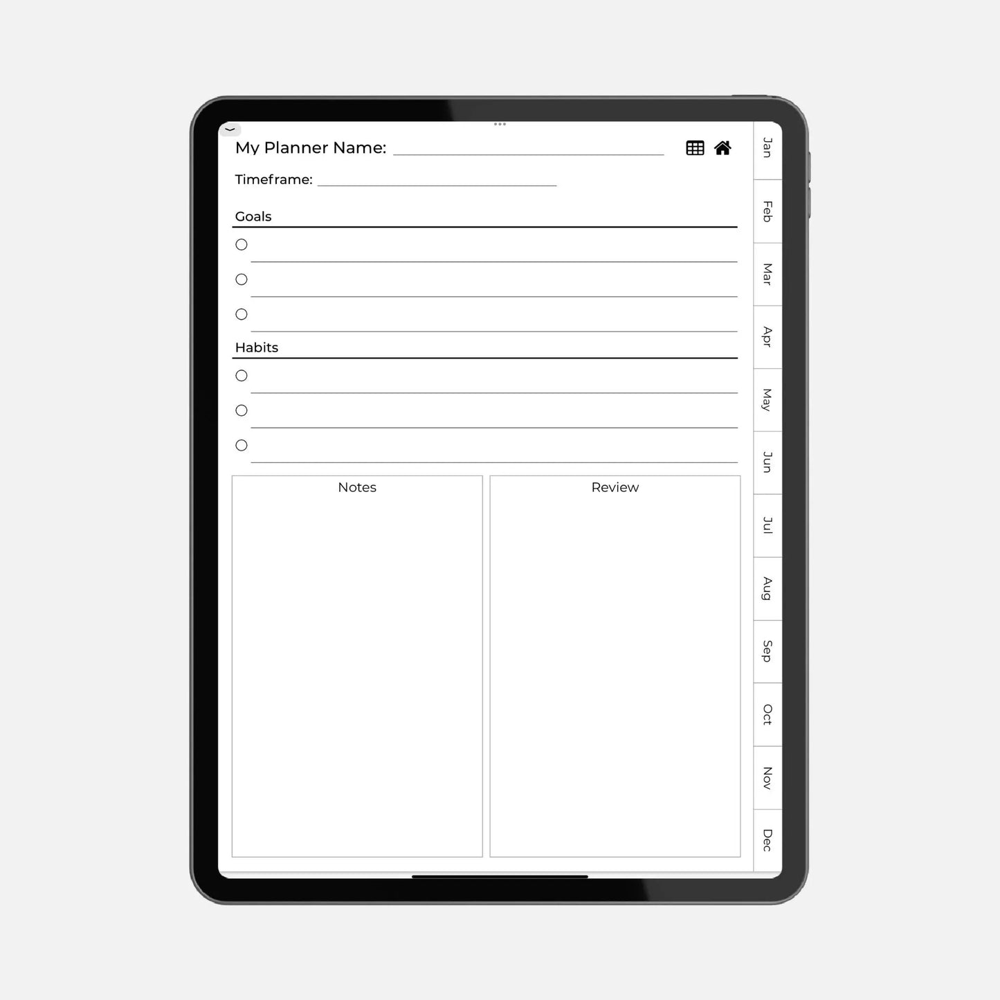 digital planner goals and habits