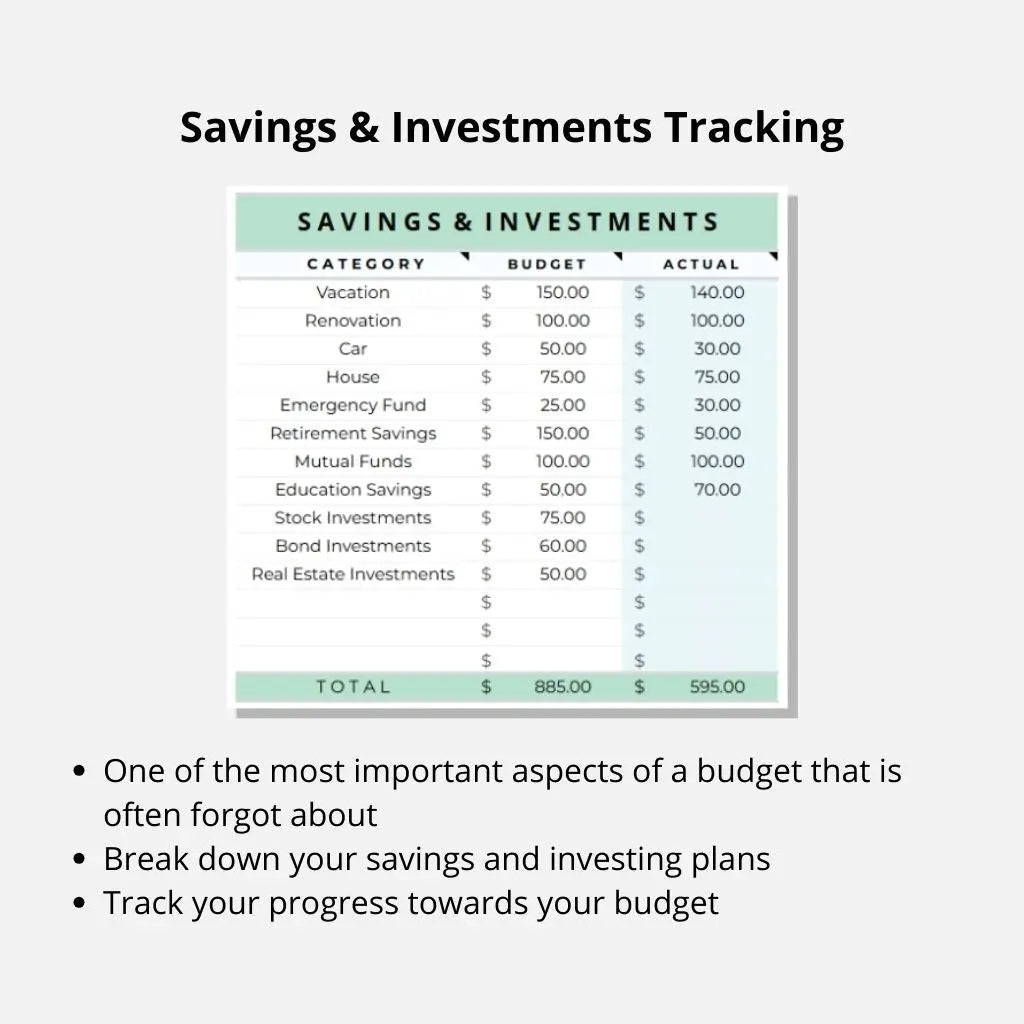 Google Sheets savings and investment tracker