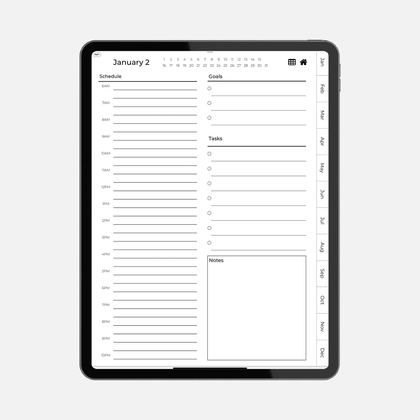 digital planner daily schedule and tasks