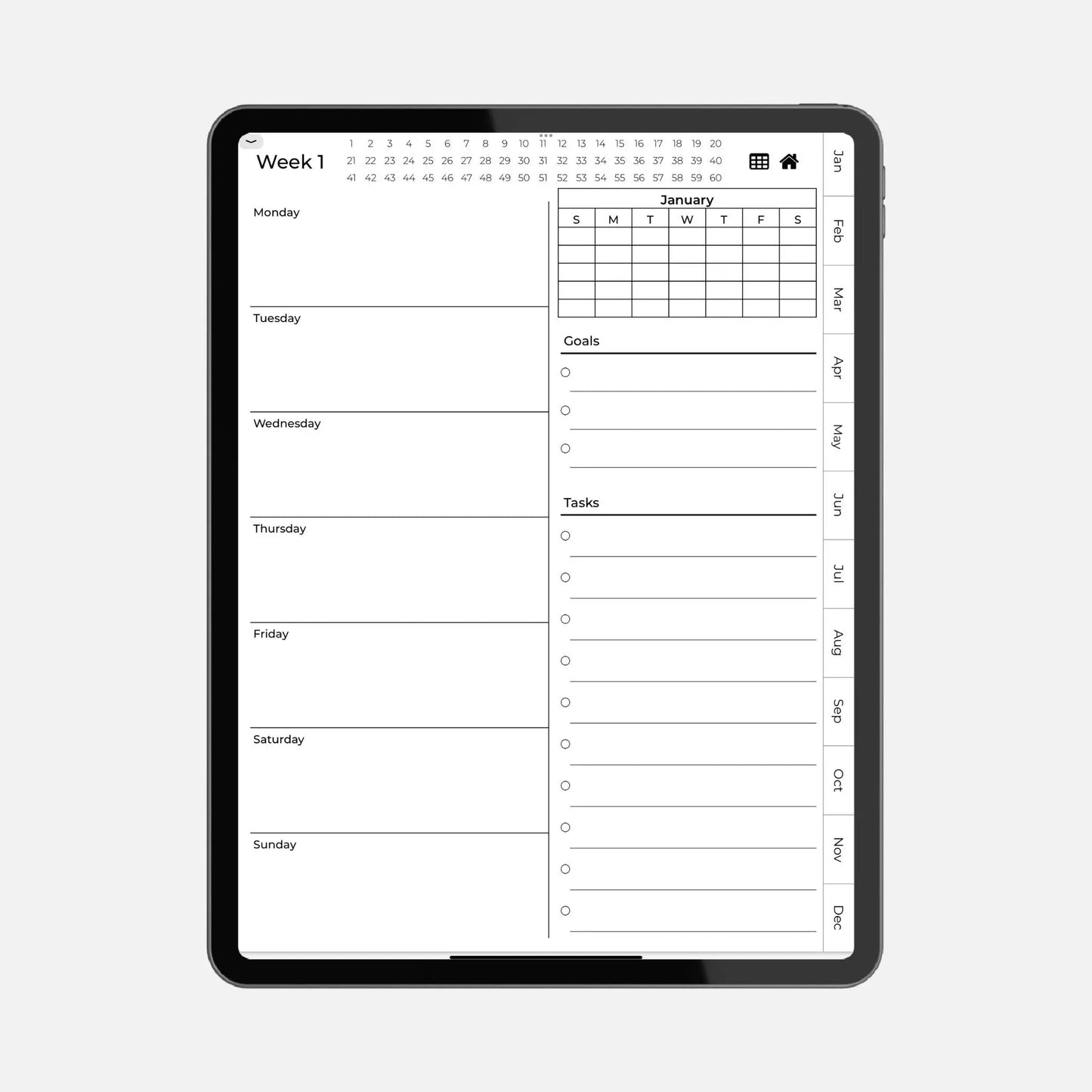 digital planner week schedule and tasks