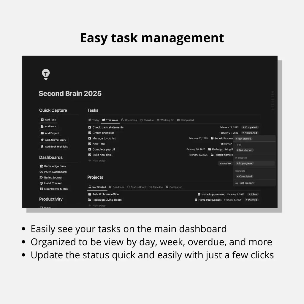 notion second brain task manager