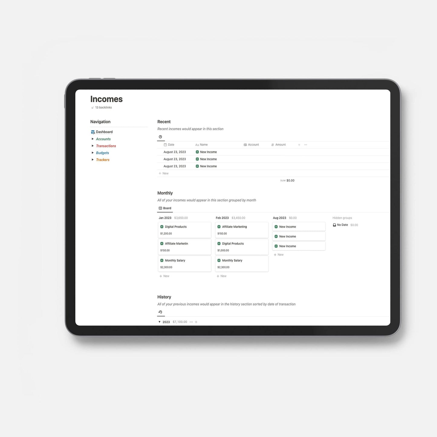 notion budget income tracker