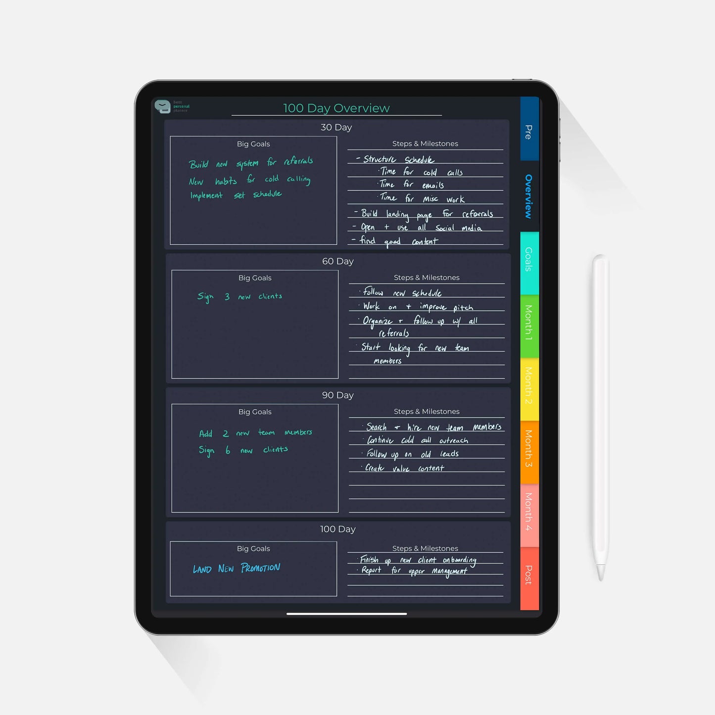 digital 100 day planner overview