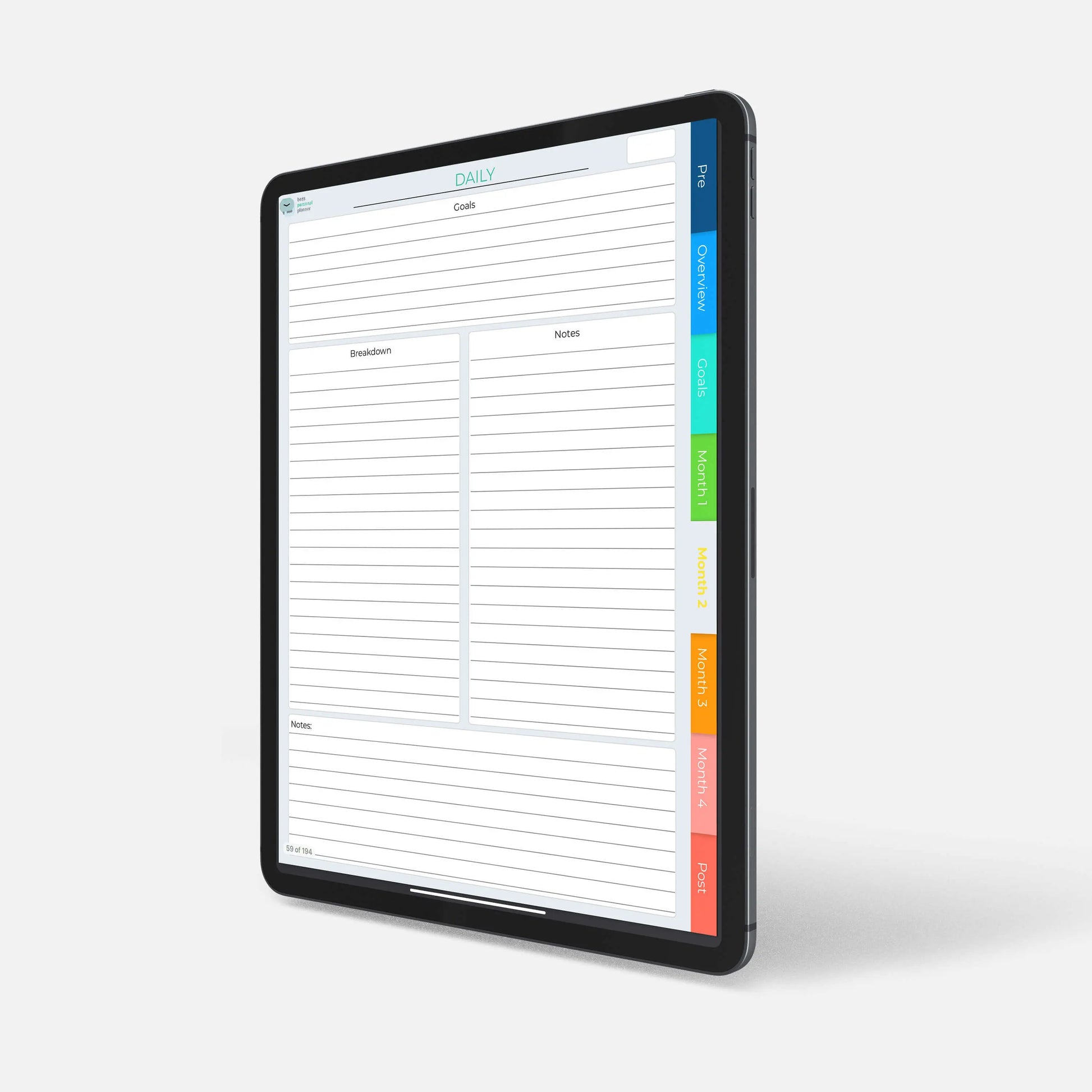 digital 100 day planner daily planning