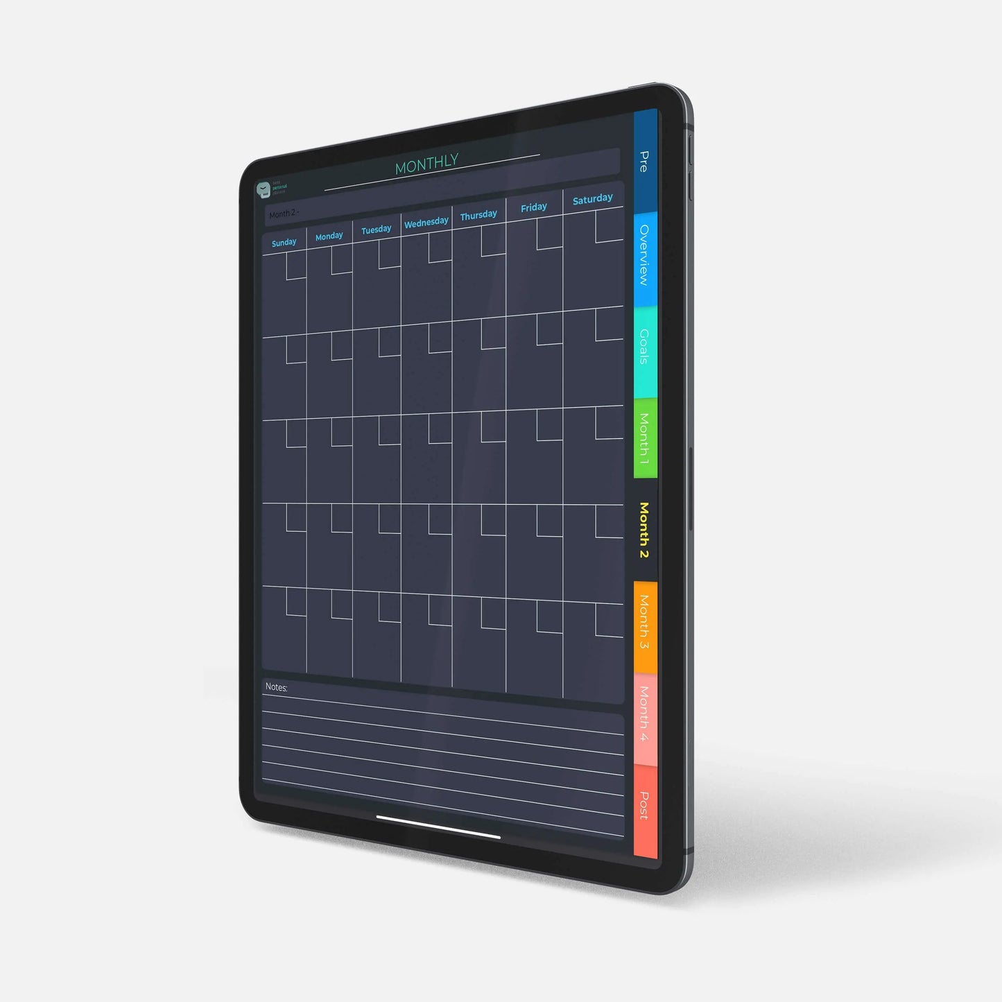 digital 100 day planner dark monthly calendar