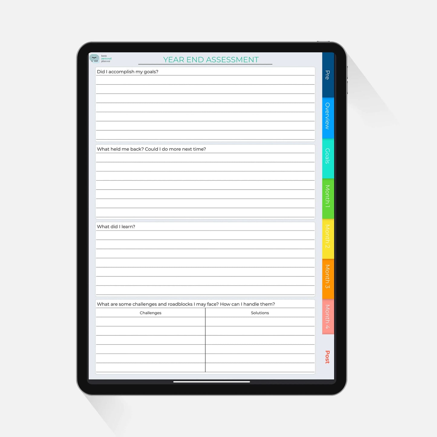 100 day planner yearly assessment