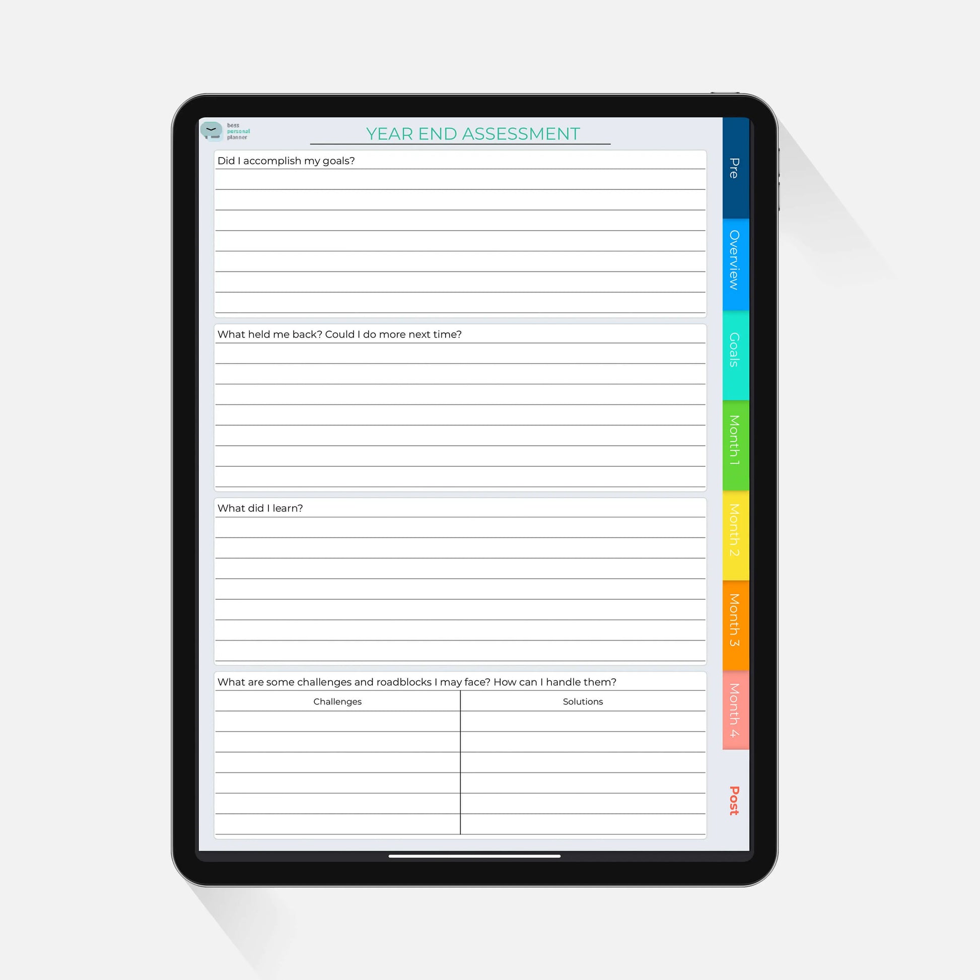 100 day planner yearly assessment