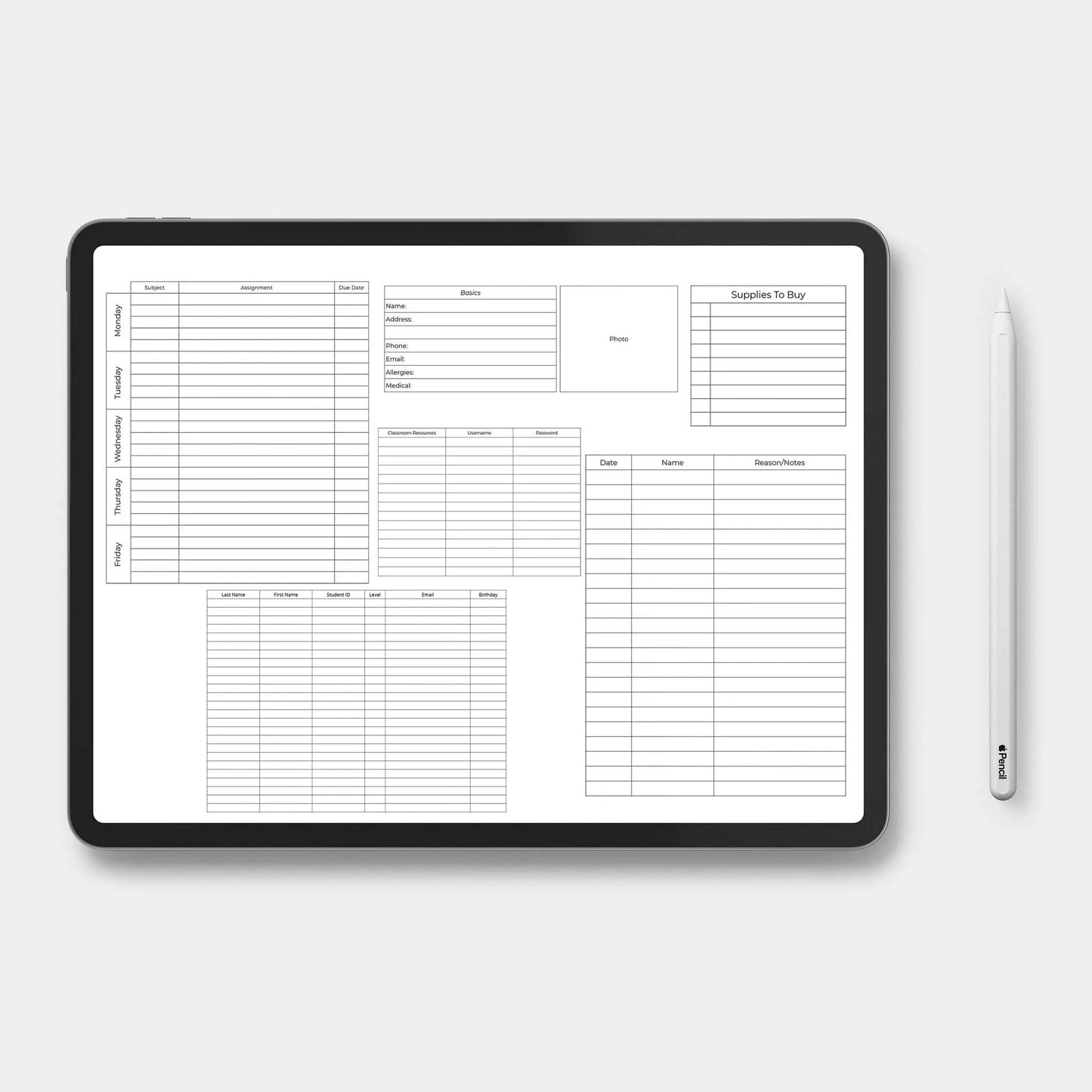 digital custom planner teacher insert bundle