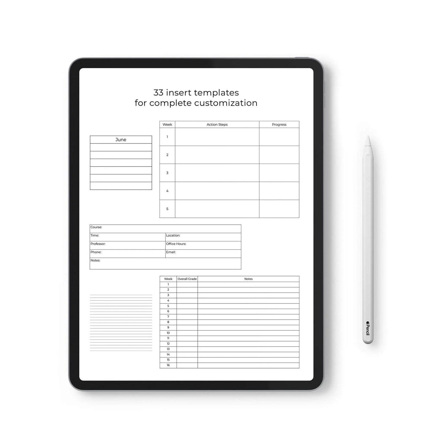 custom planner student inserts