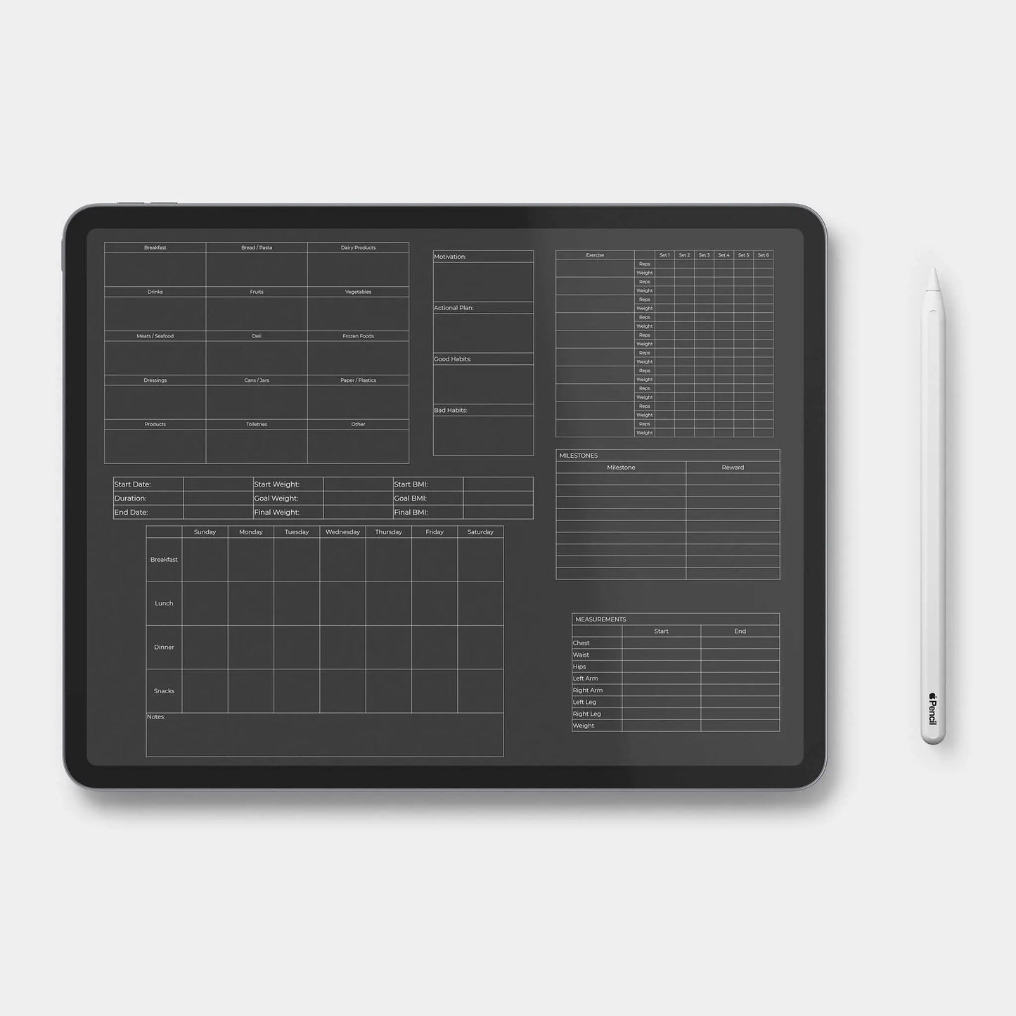 digital customer planner fitness inserts