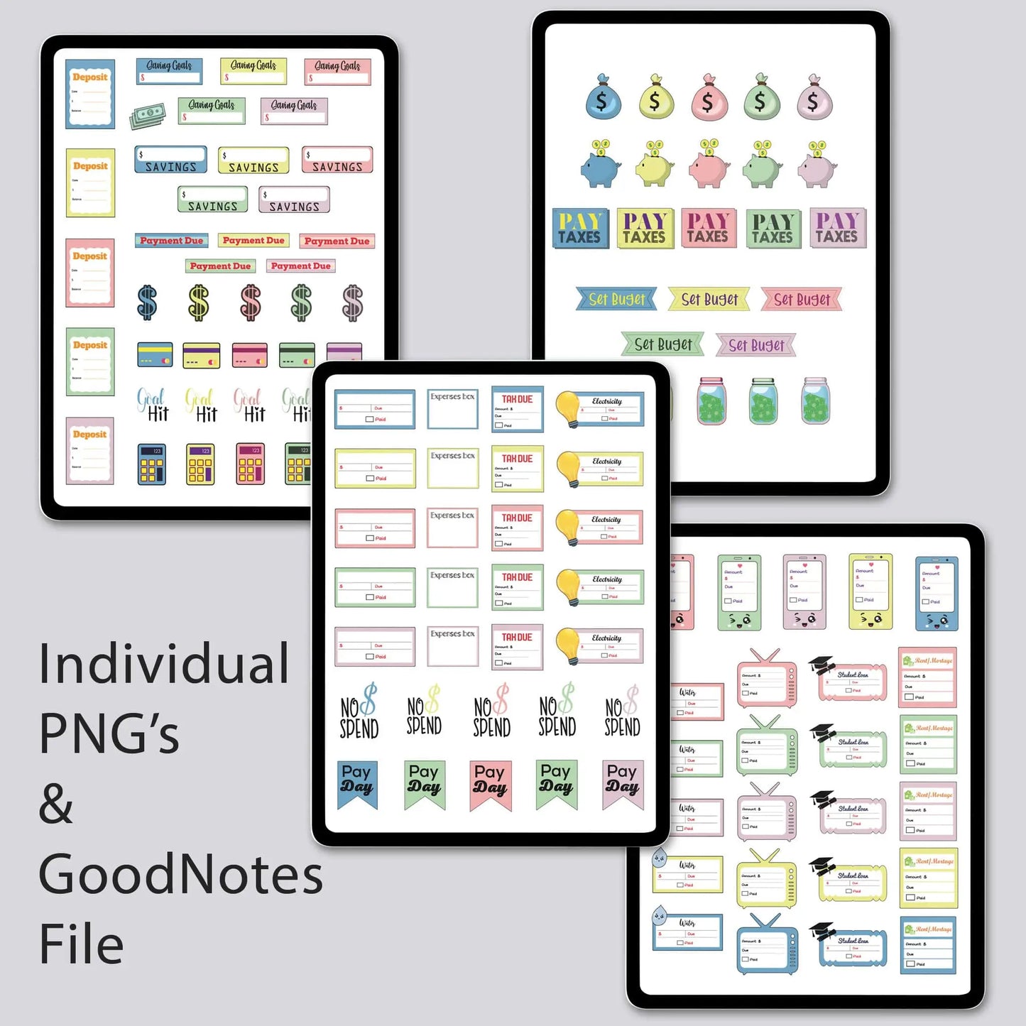 digital stickers budget theme