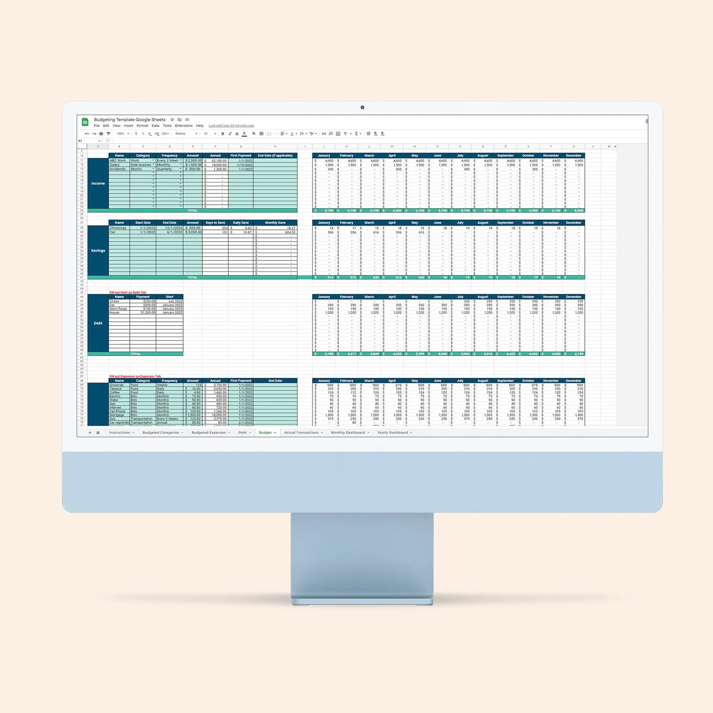 google sheets budget management