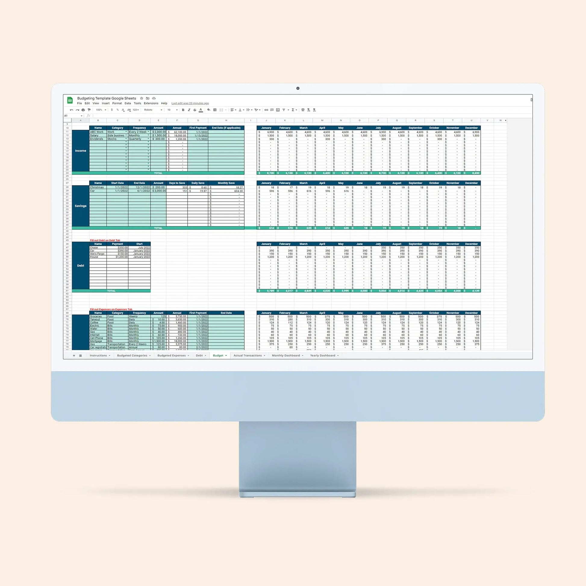 google sheets budget management