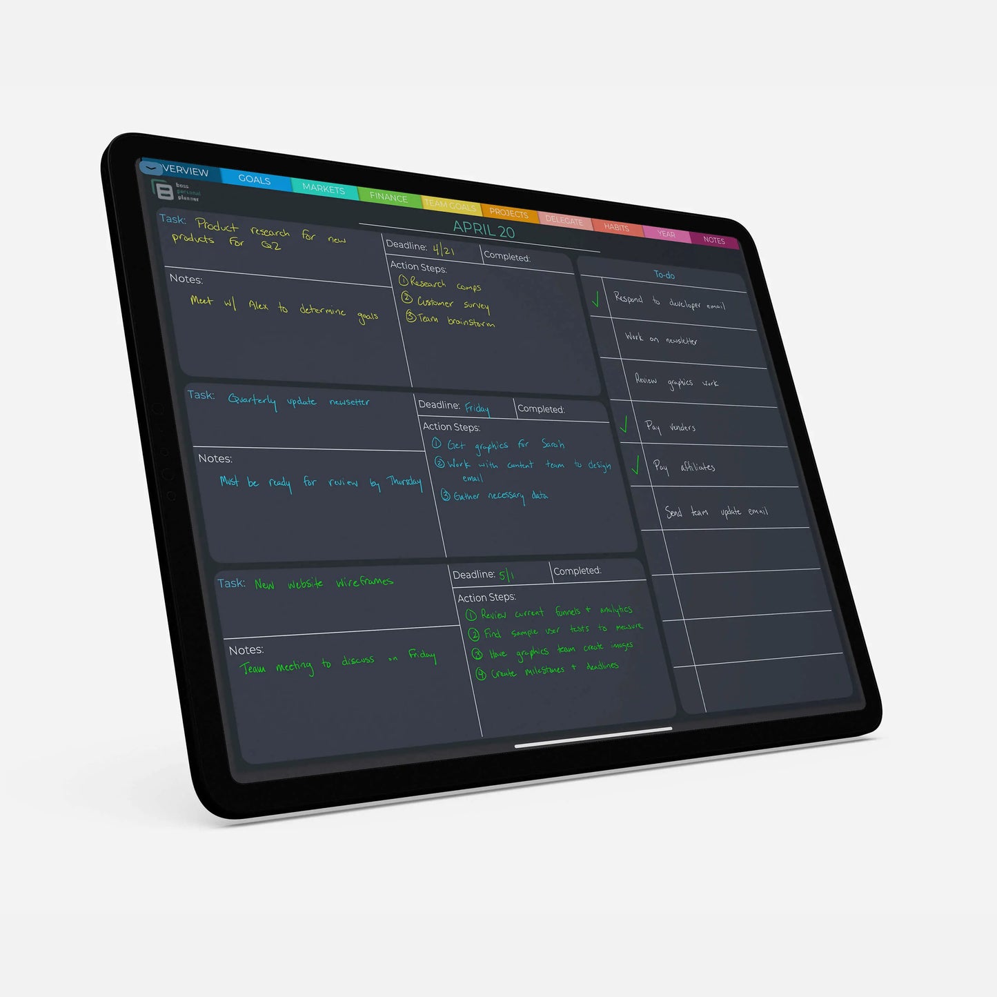 digital business planner daily template