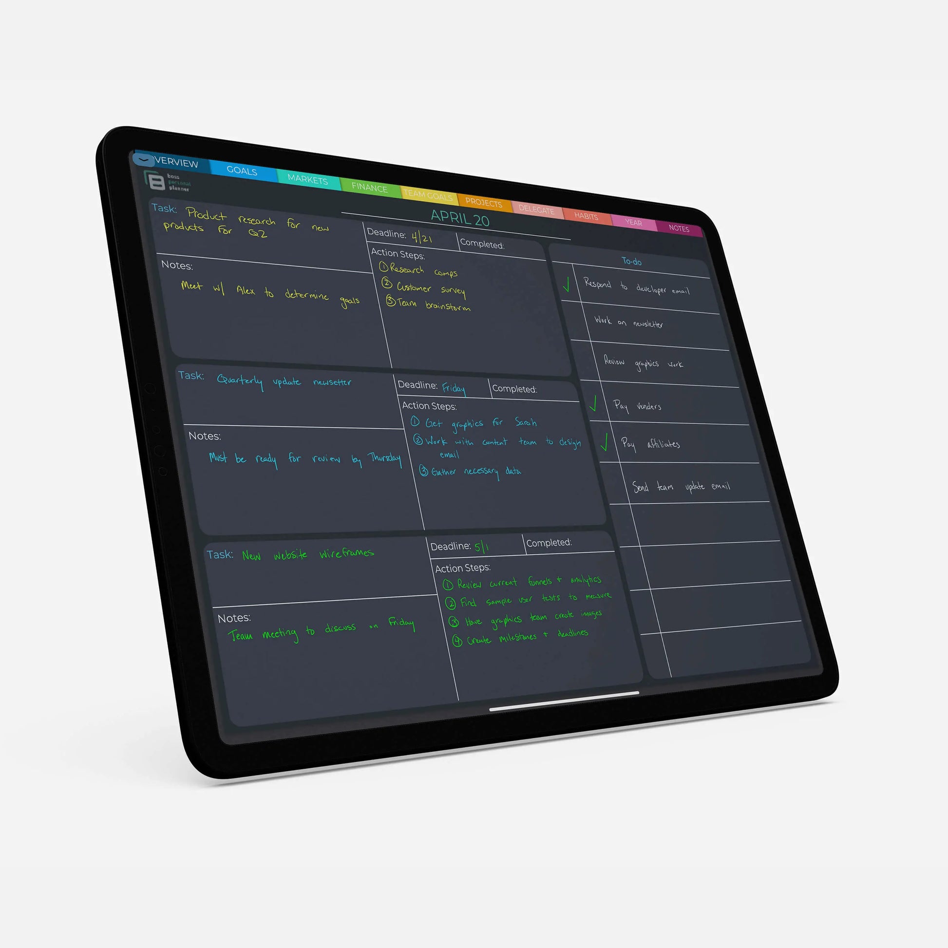 digital business planner daily planning