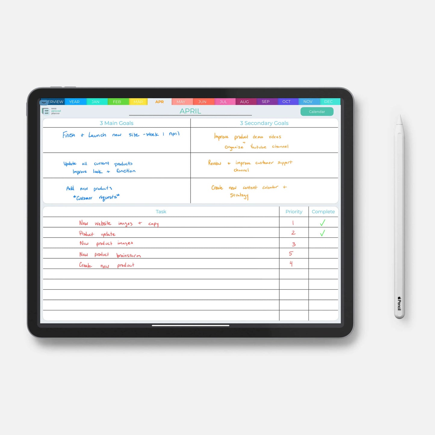 digital business planner monthly goals and task manager