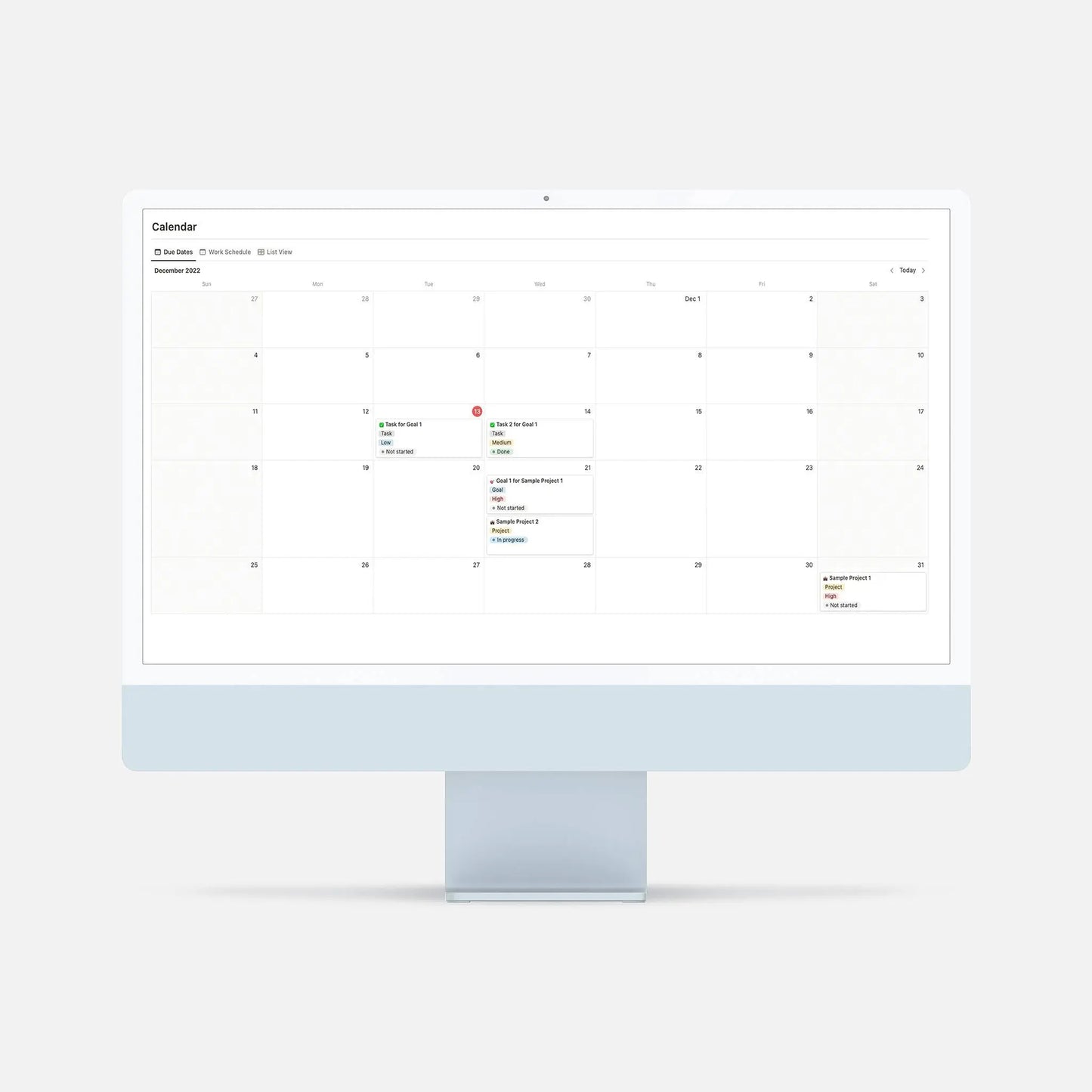 notion planner calendar template