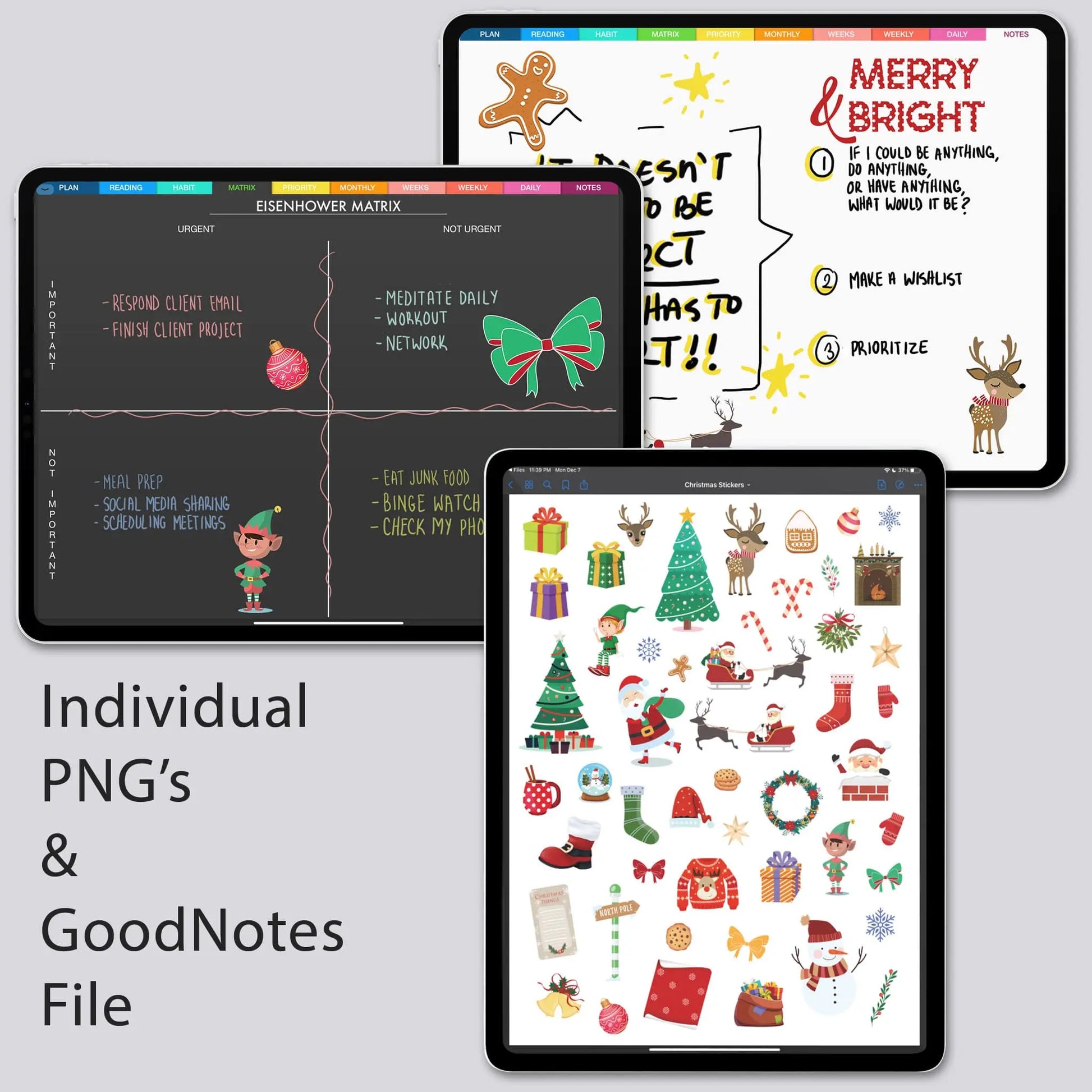 digital planner stickers christmas theme