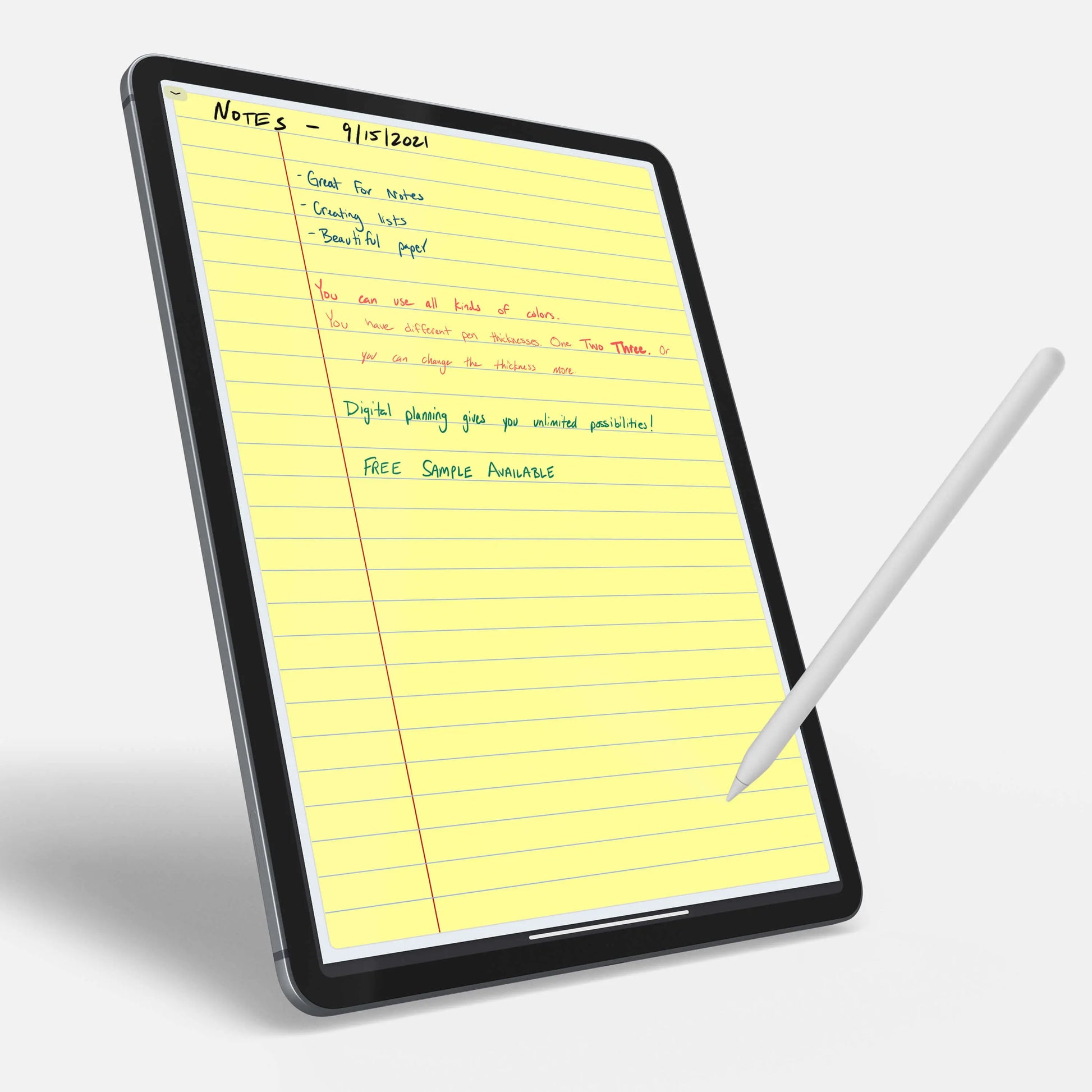 digital notebook yellow notepad paper