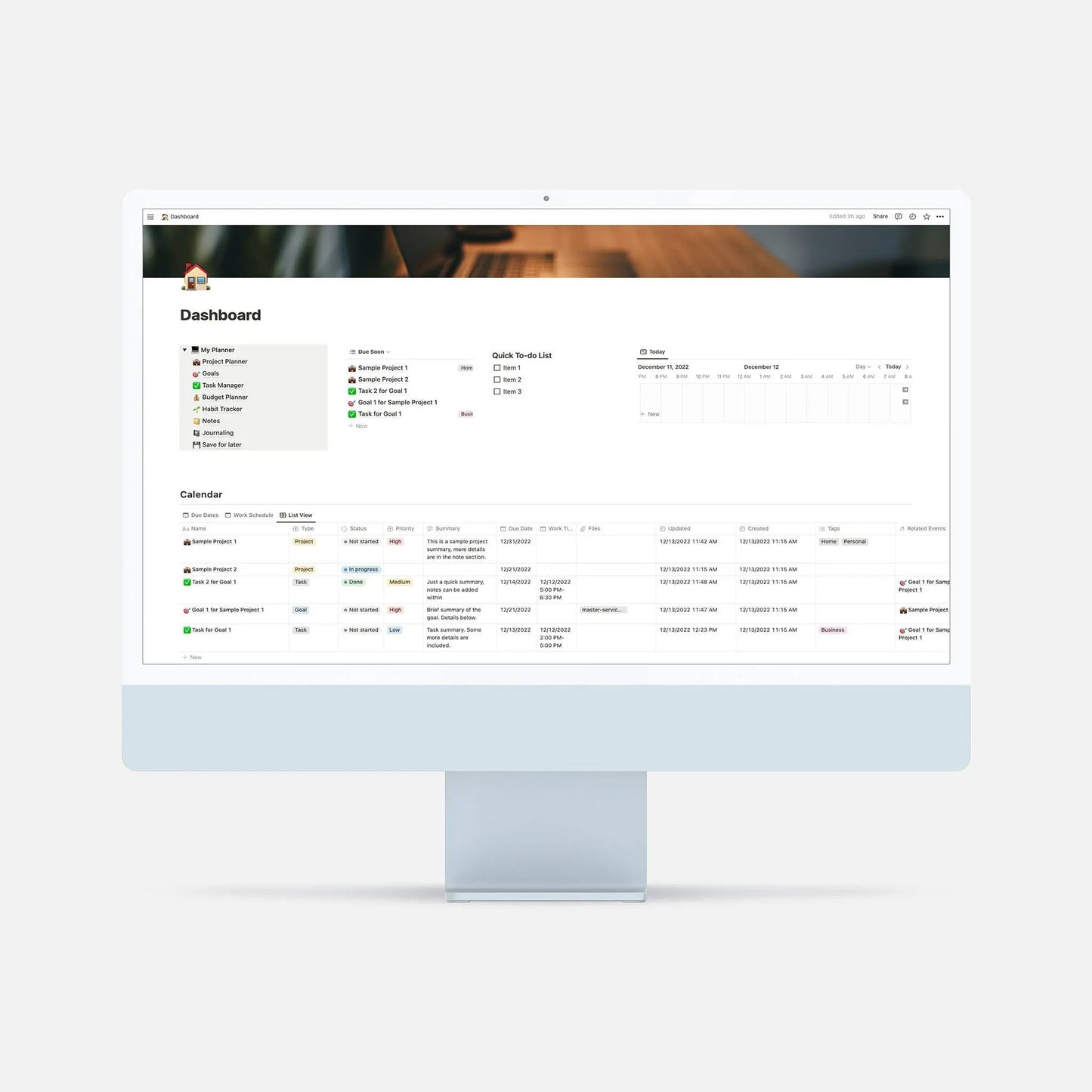 notion productivity template
