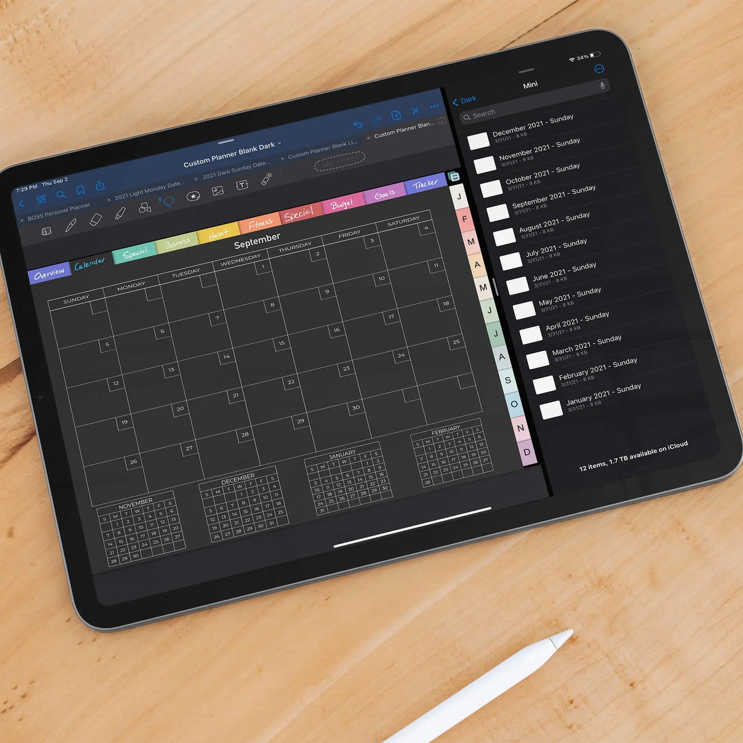 digital custom planner calendar inserts