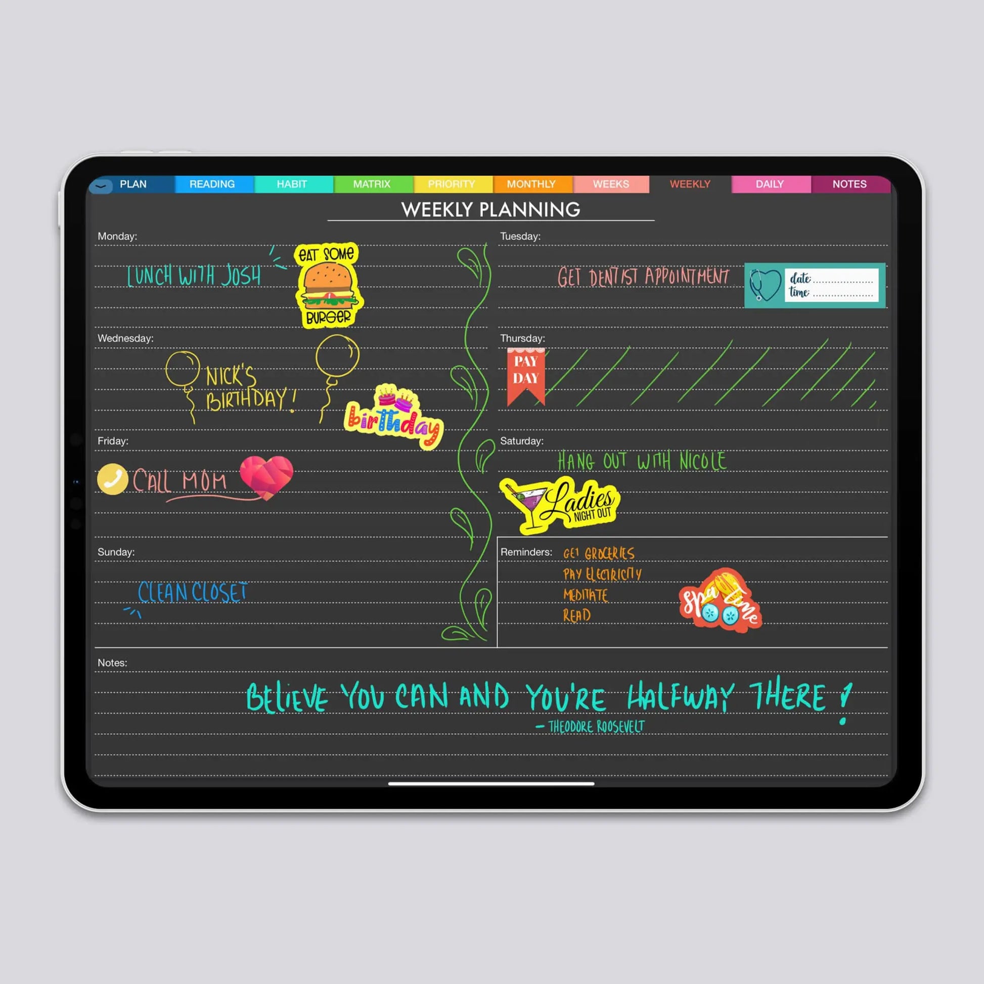 digital planner stickers png