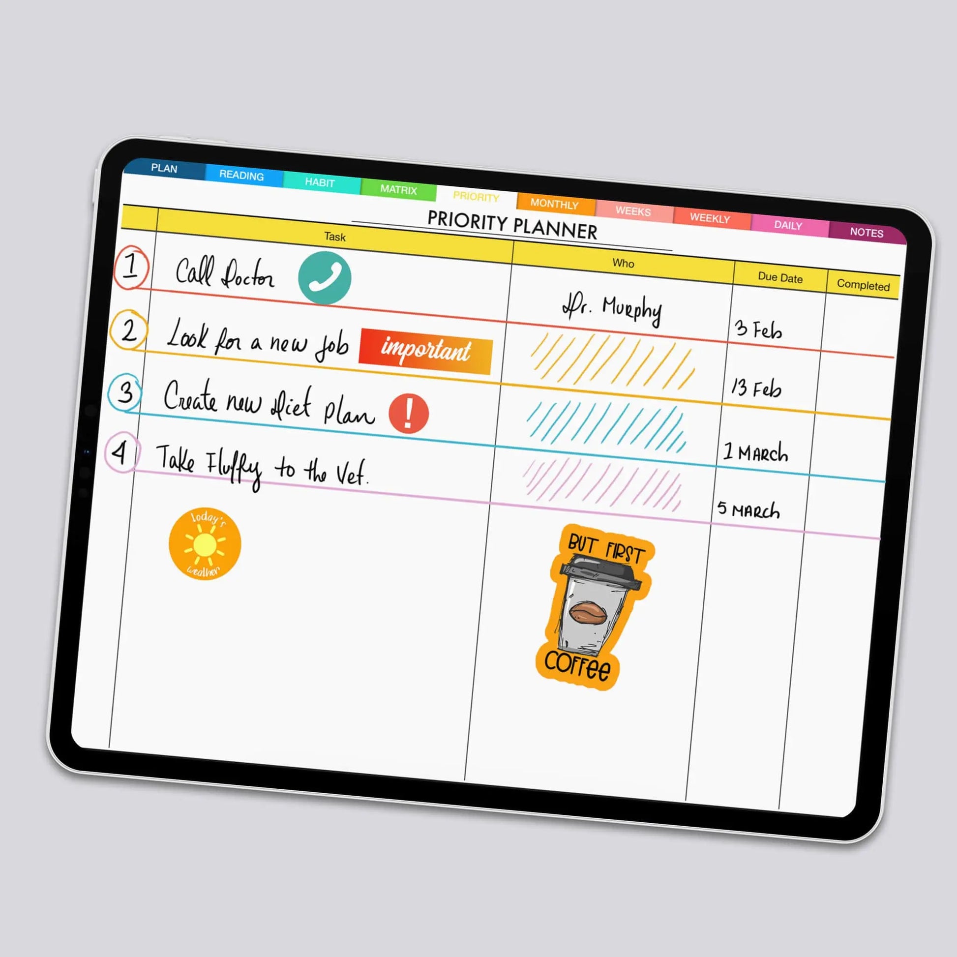 transparent digital planner stickers