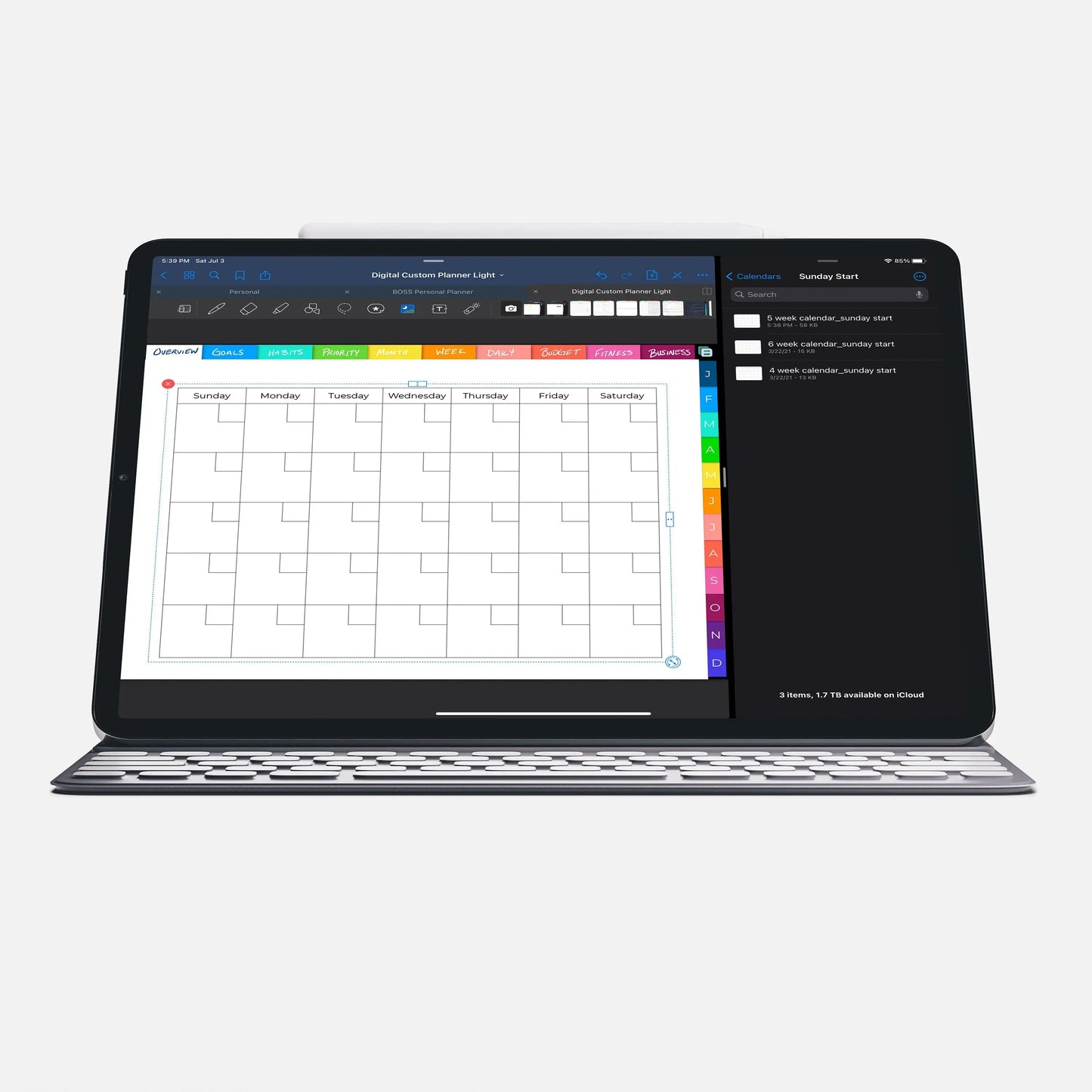 digital custom planner monthly calendar widget
