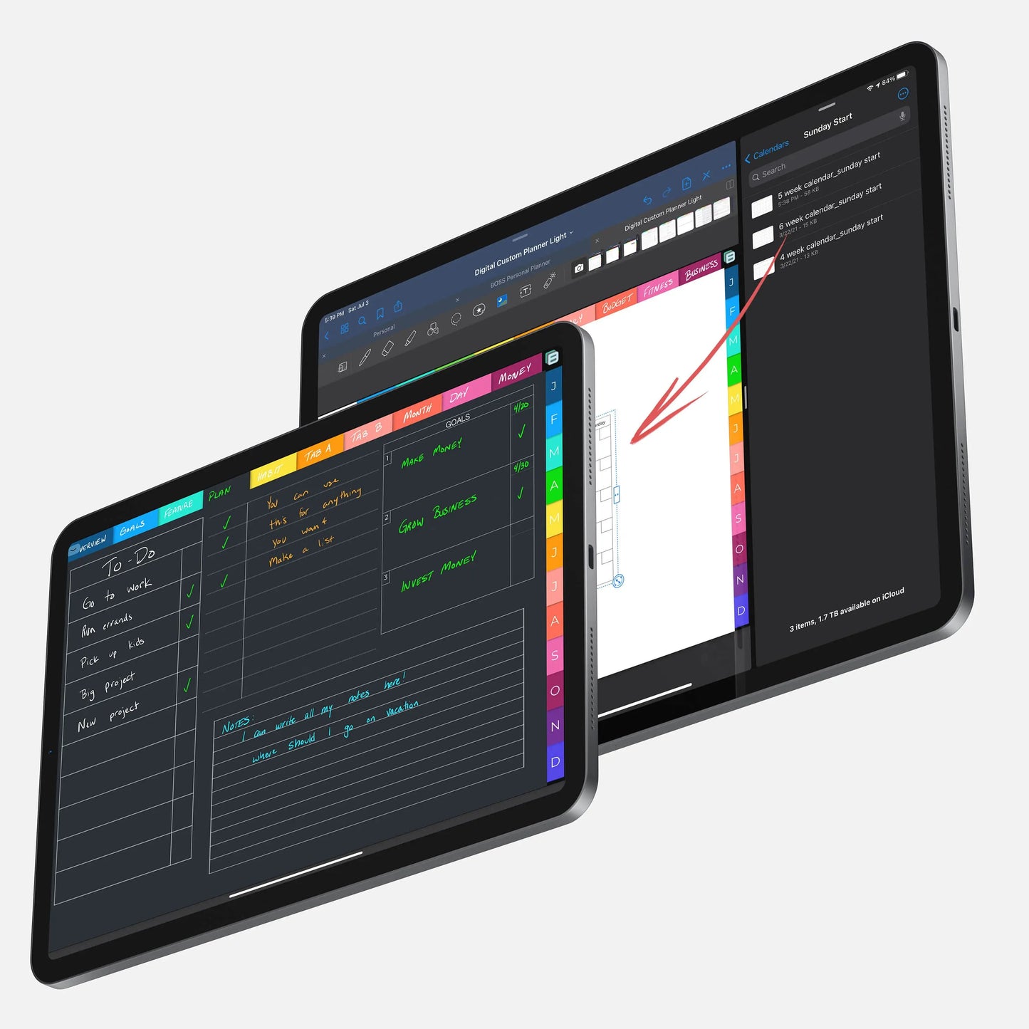 digital custom planner example