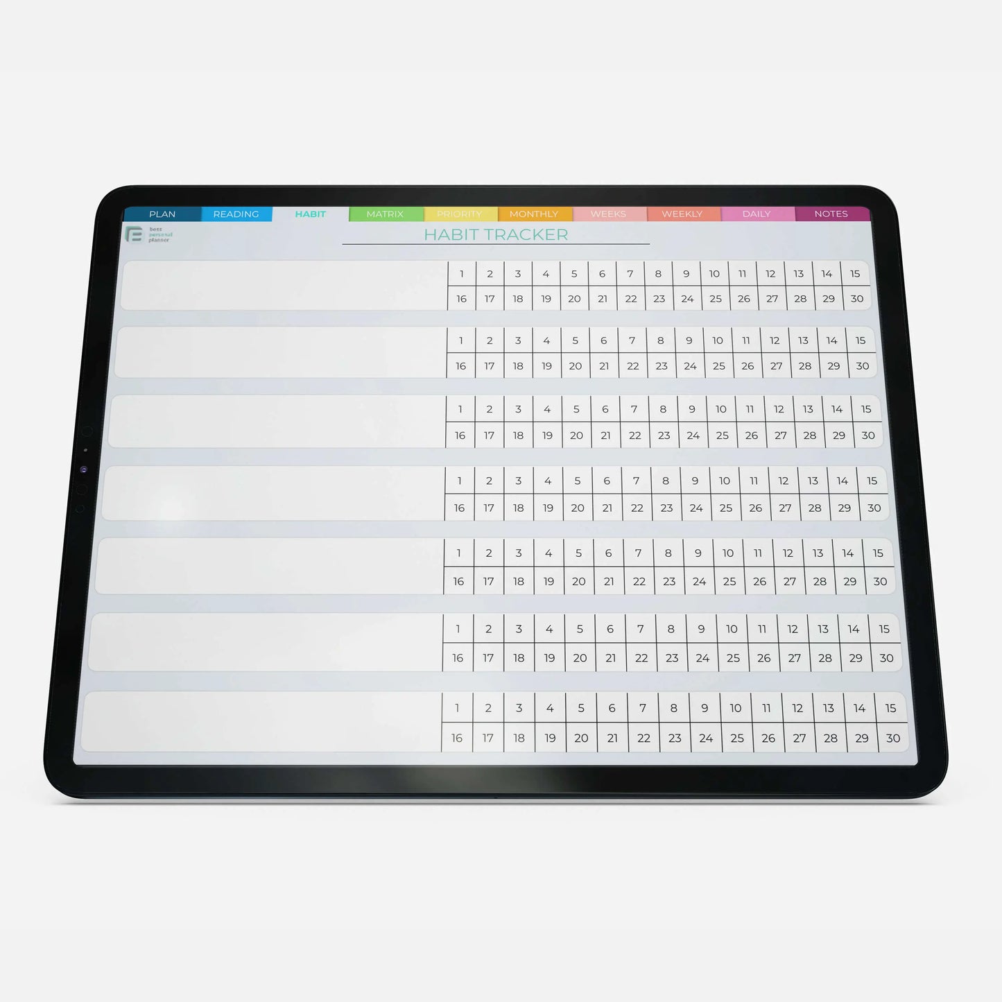 digital habit tracker template