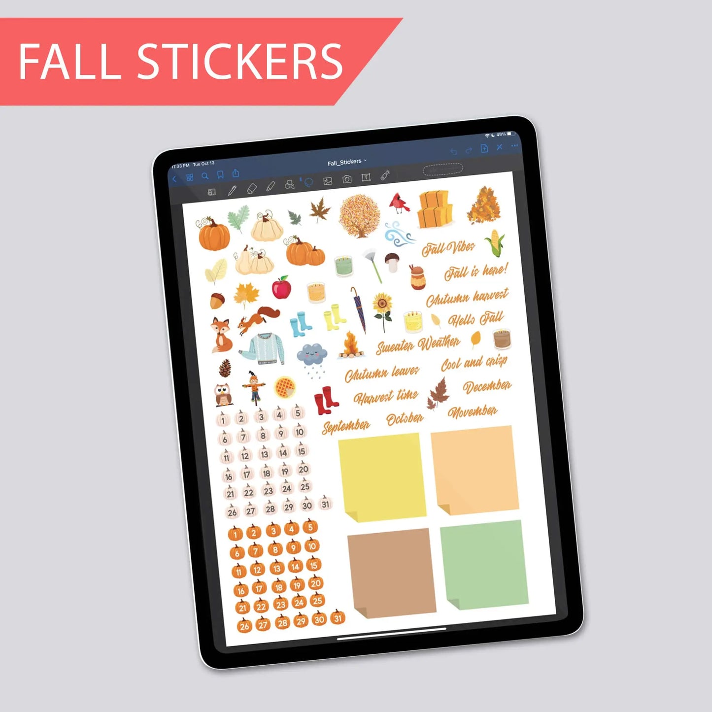Digital Fall Stickers