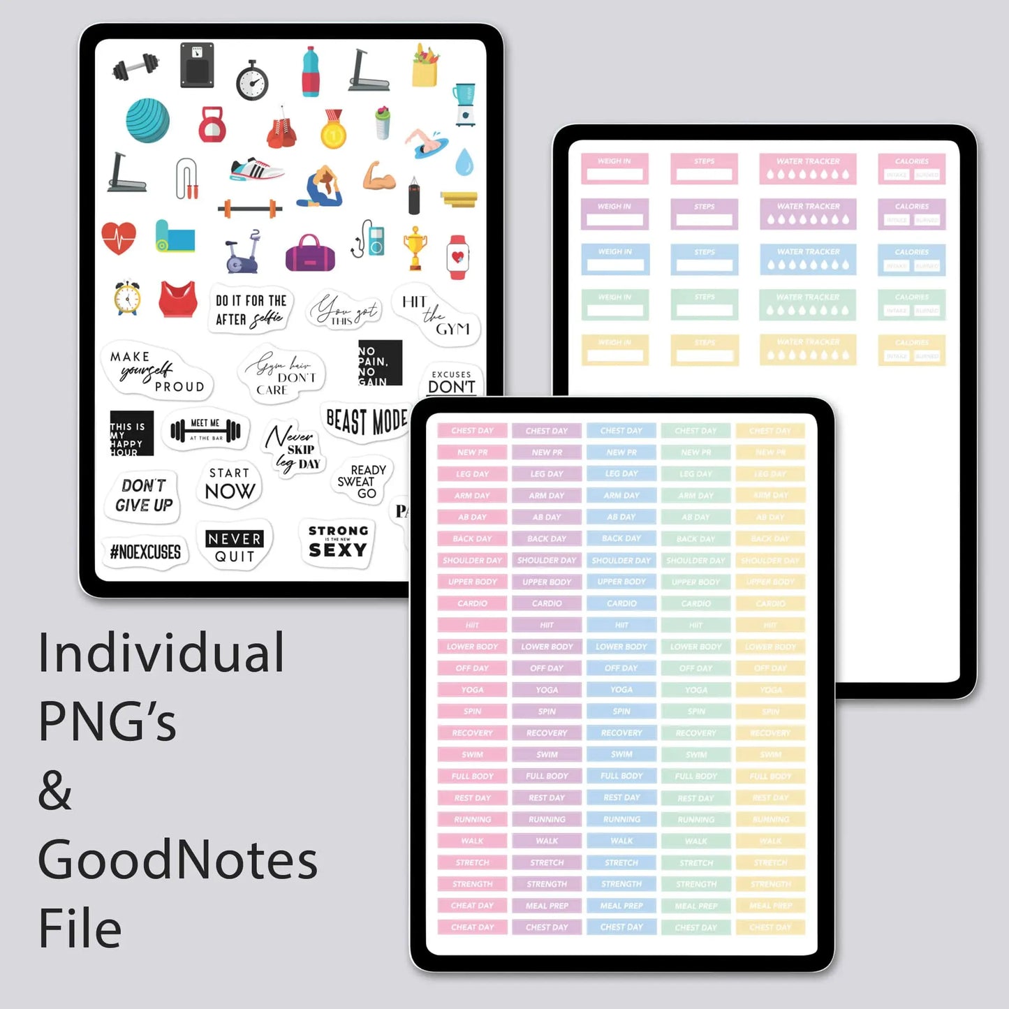 fitness theme digital stickers