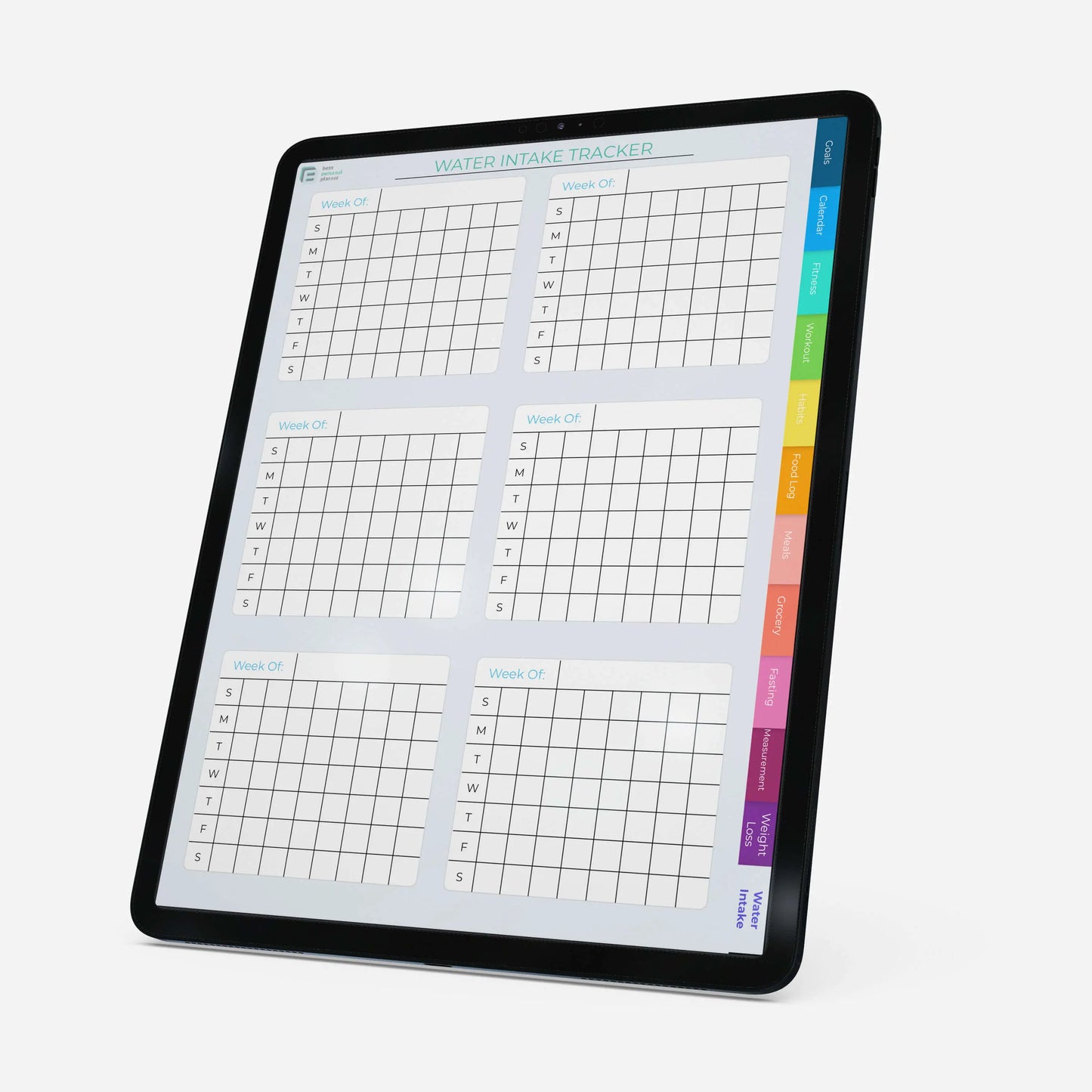 fitness planner water intake tracker