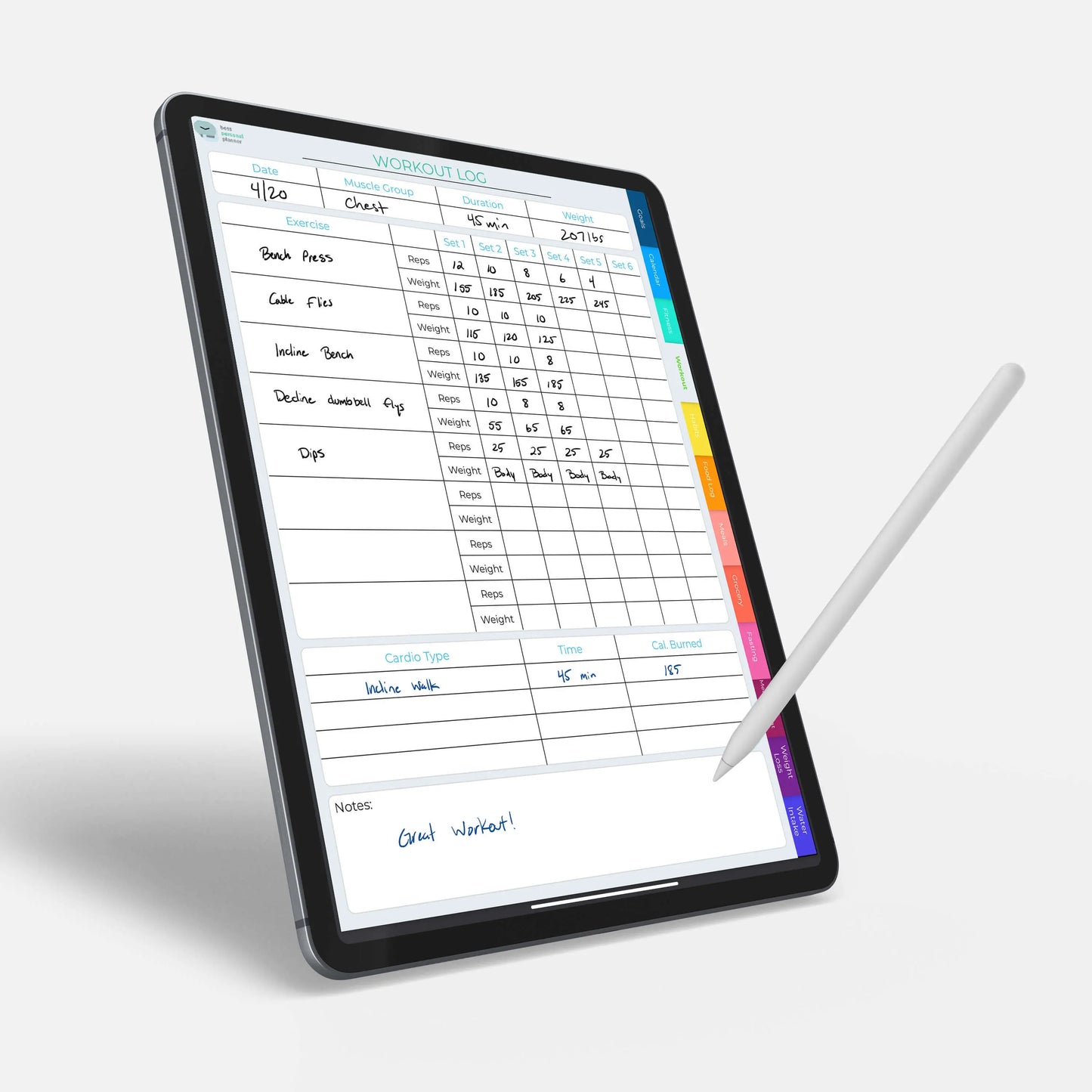 digital workout log