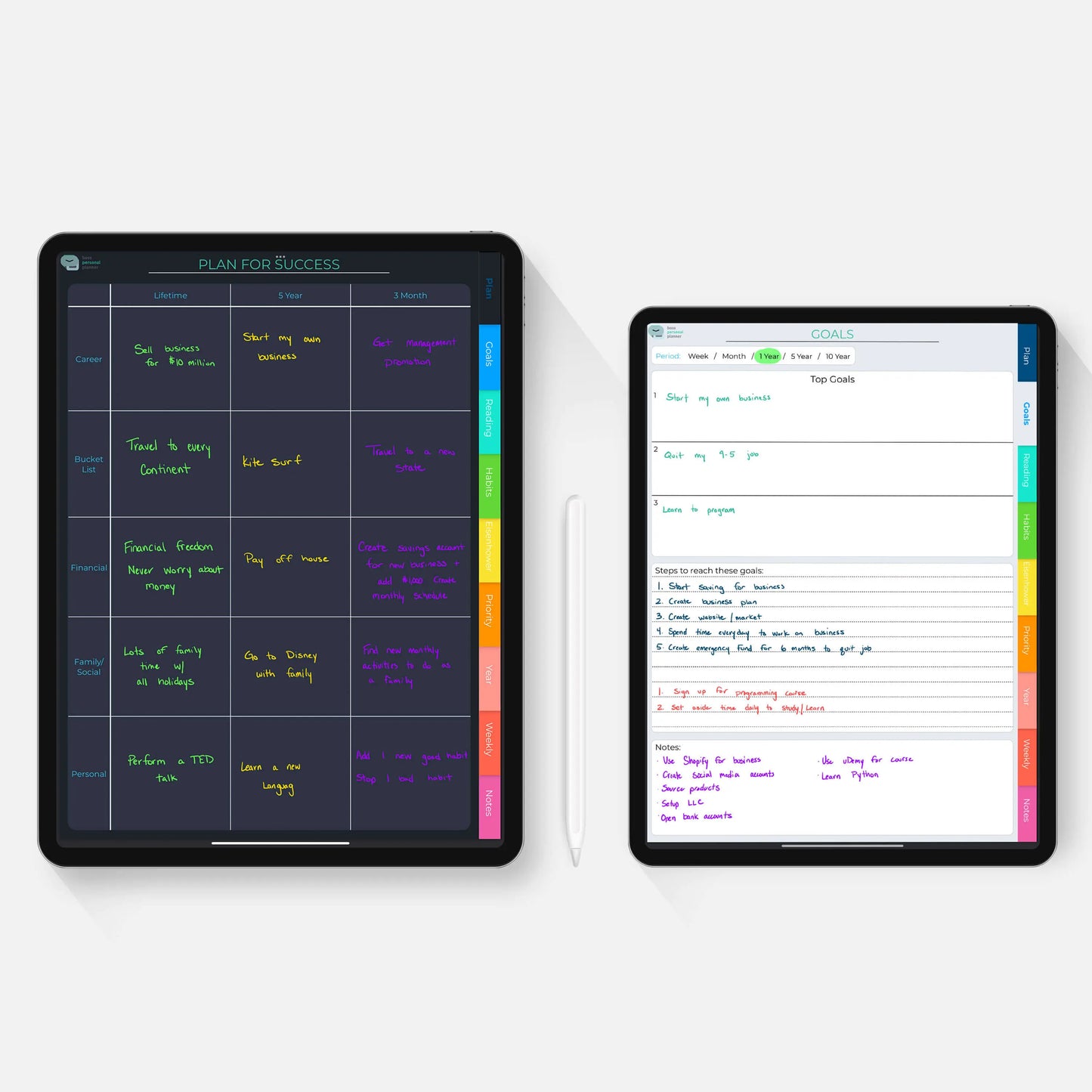 digital weekly planner goal setting