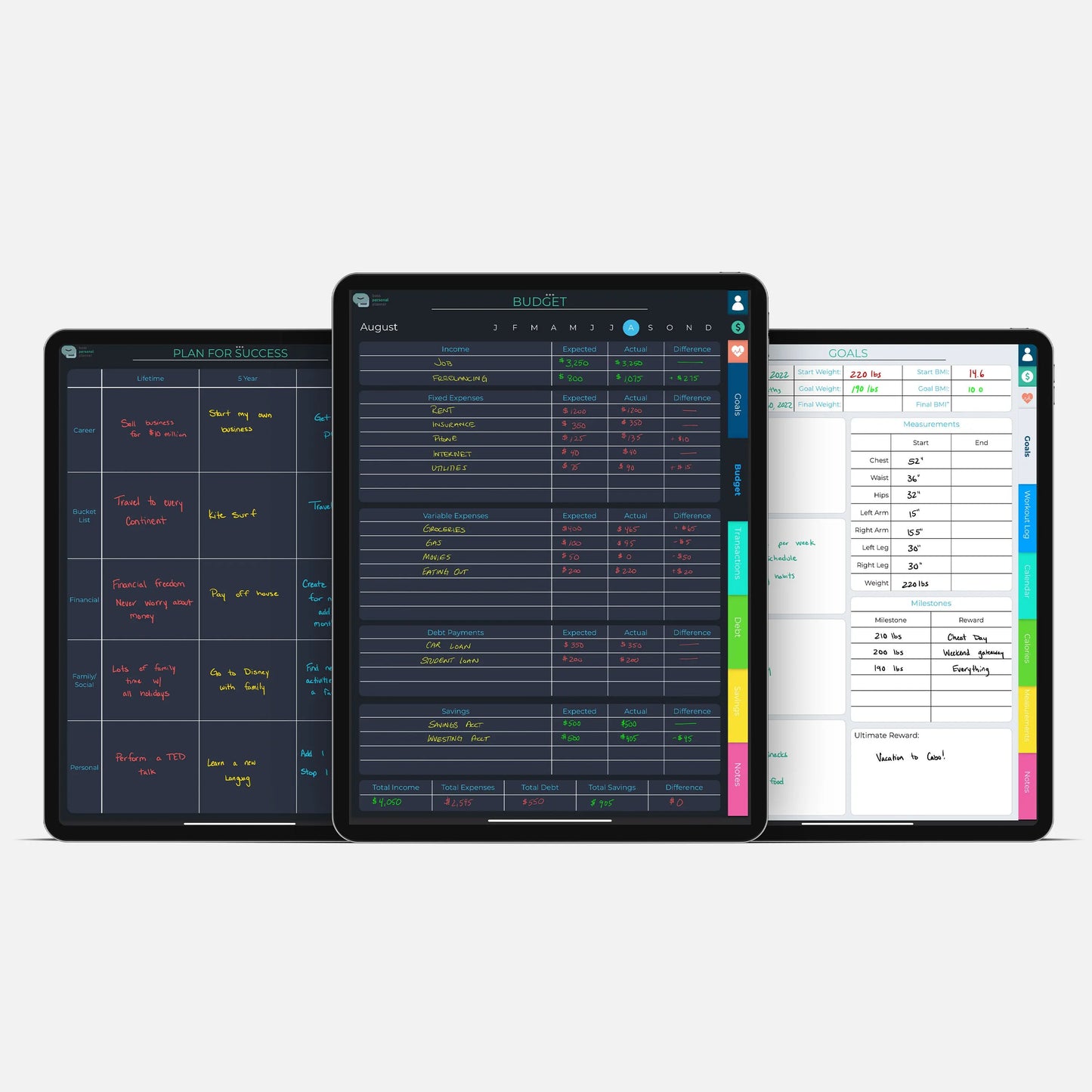 digital budget planner and goals