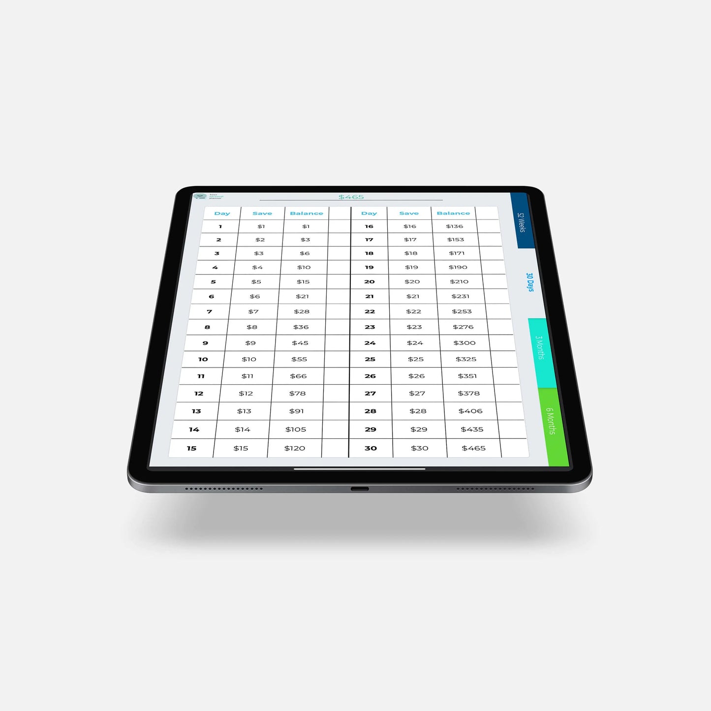 light version of digital money saving challenge