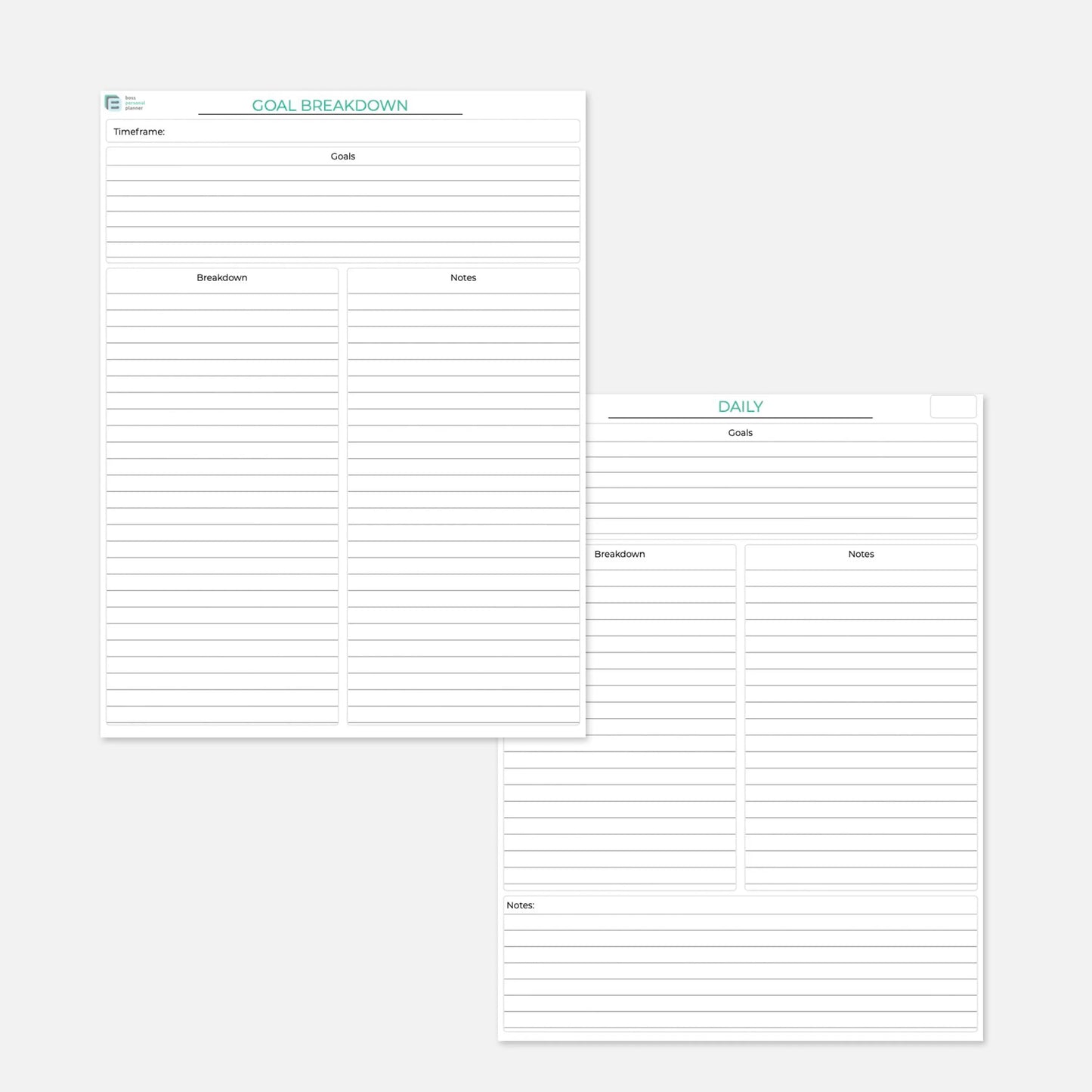 printable 100 day planner goal breakdown and daily planning page