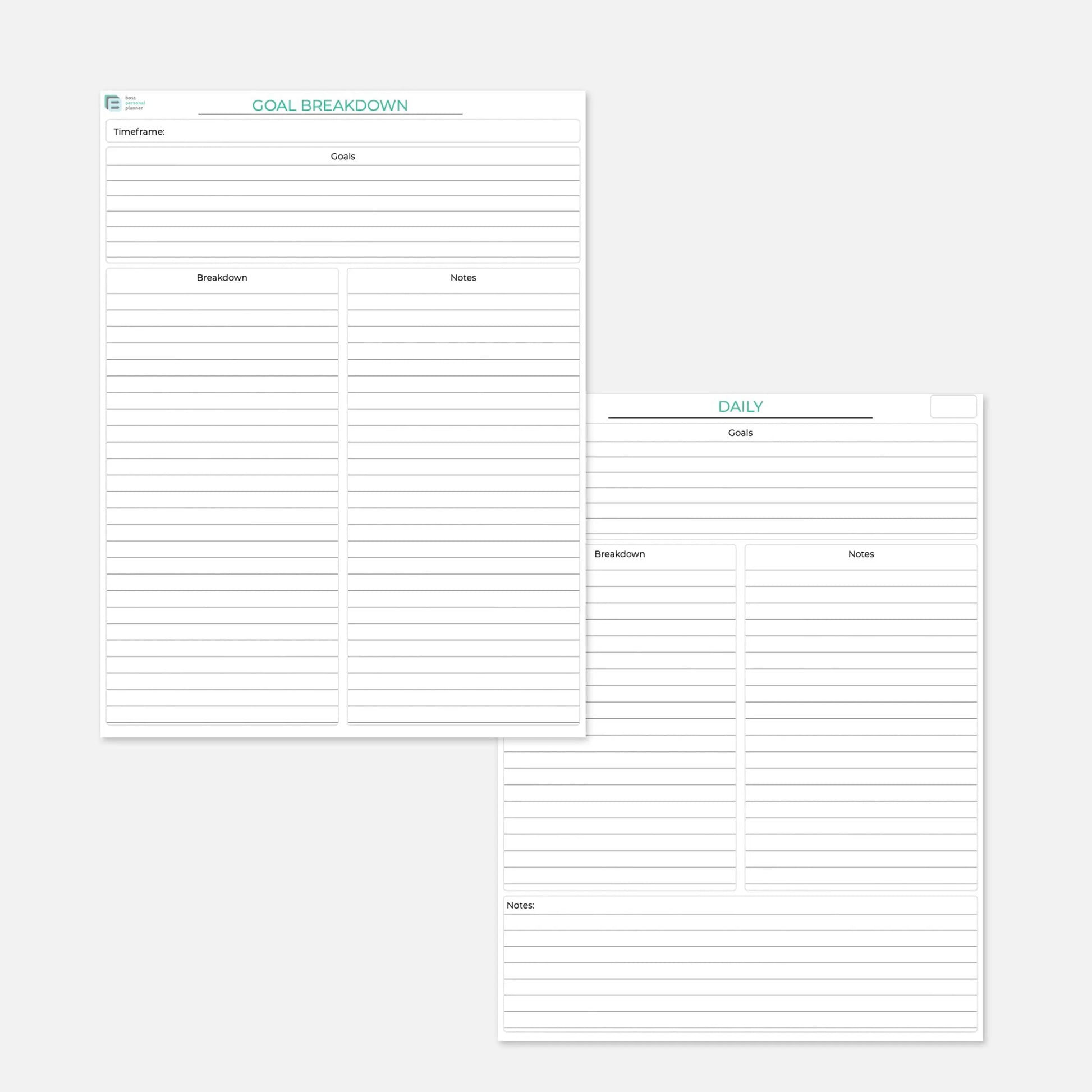 printable 100 day planner goal breakdown and daily planning page