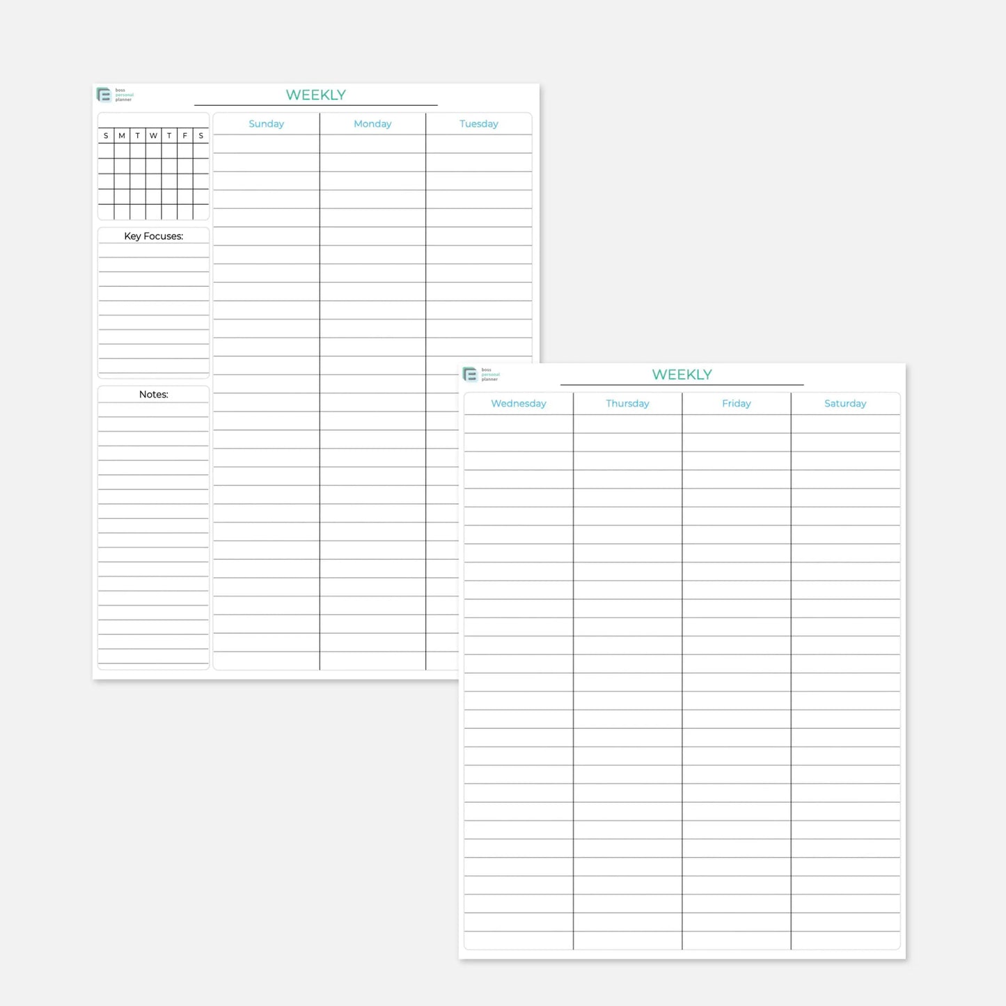 printable 100 day planner weekly spread