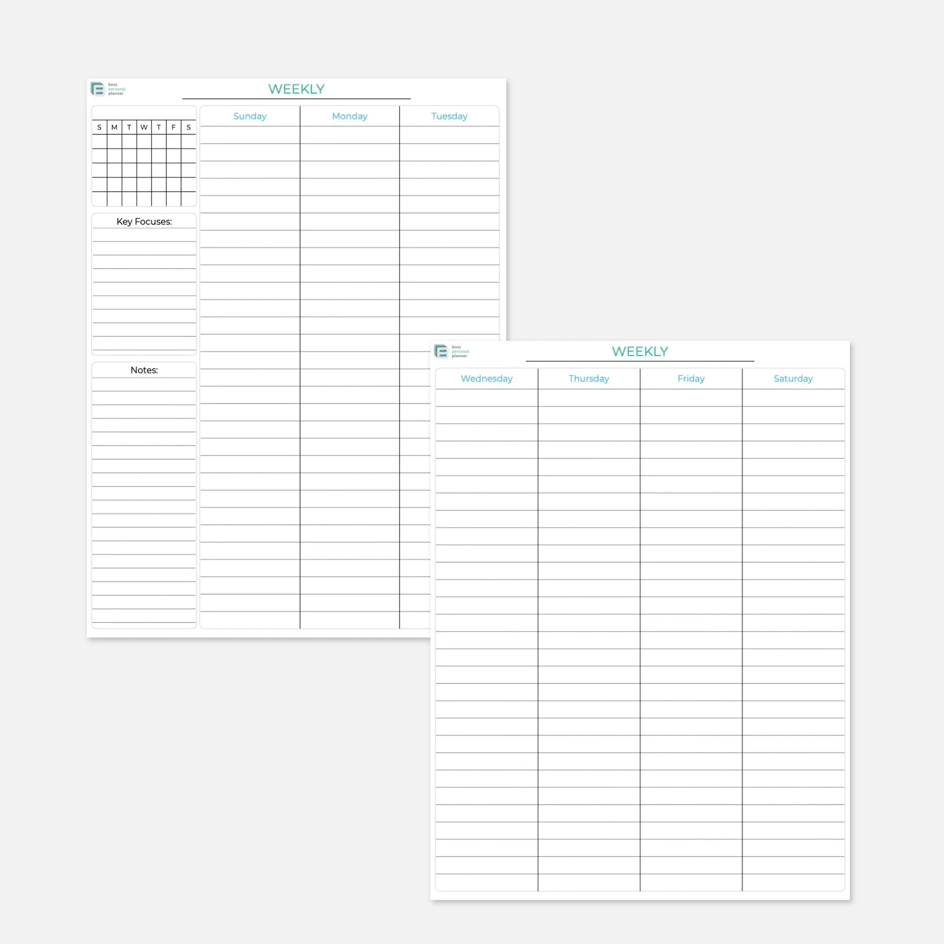 printable 100 day planner weekly spread