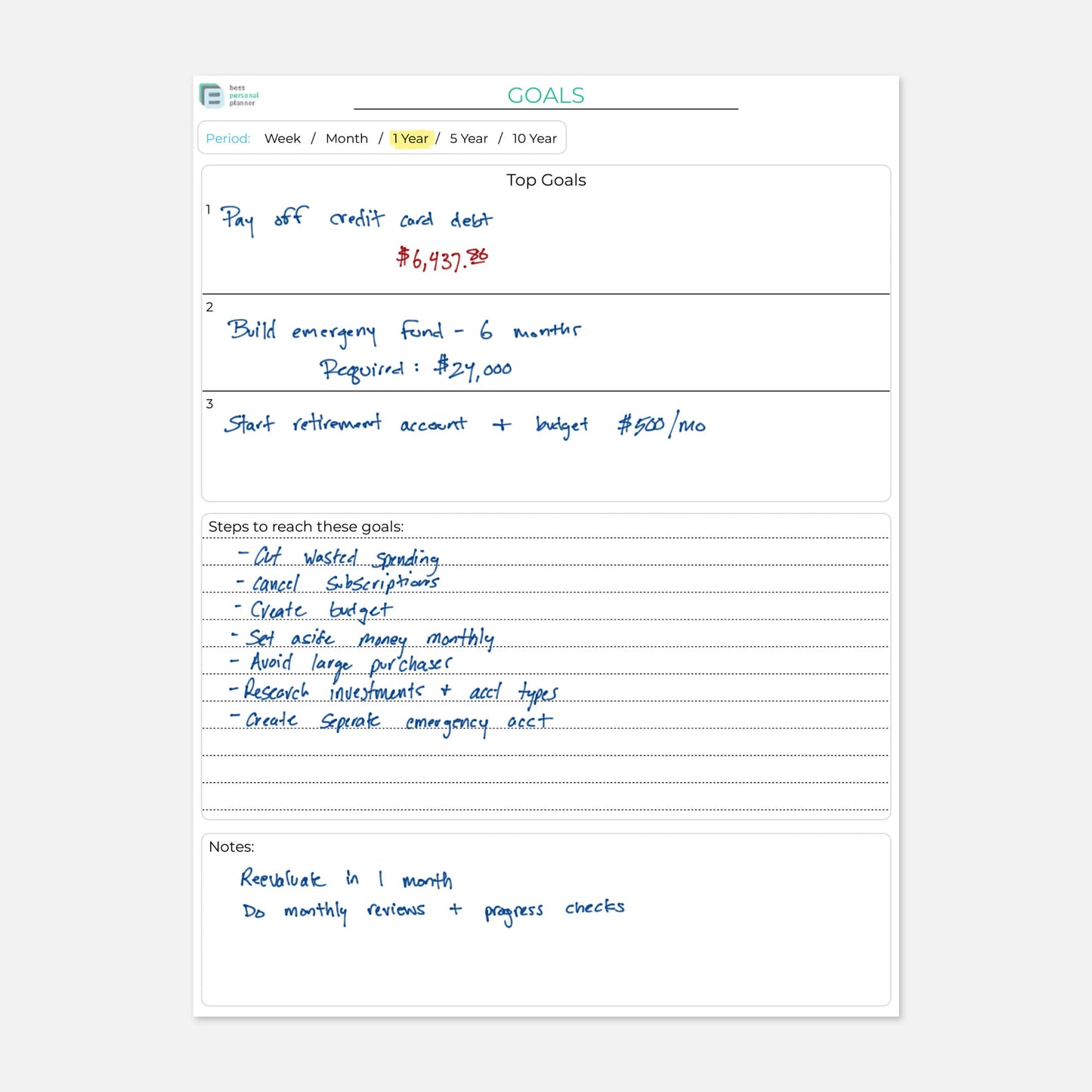 printable budget templates goals