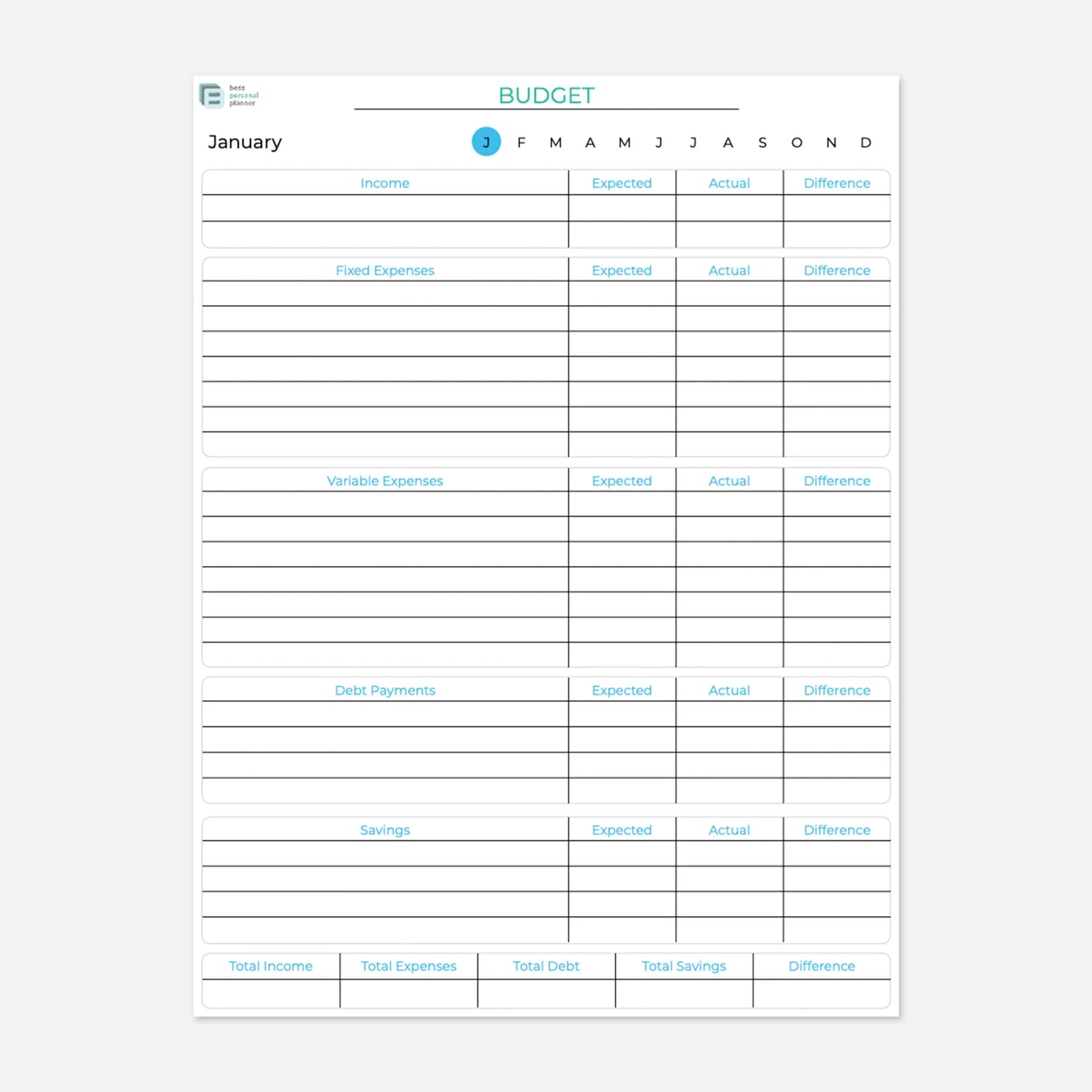 printabe monthly expense page