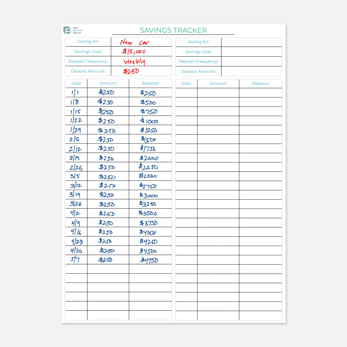 printable budget planner money savings tracker