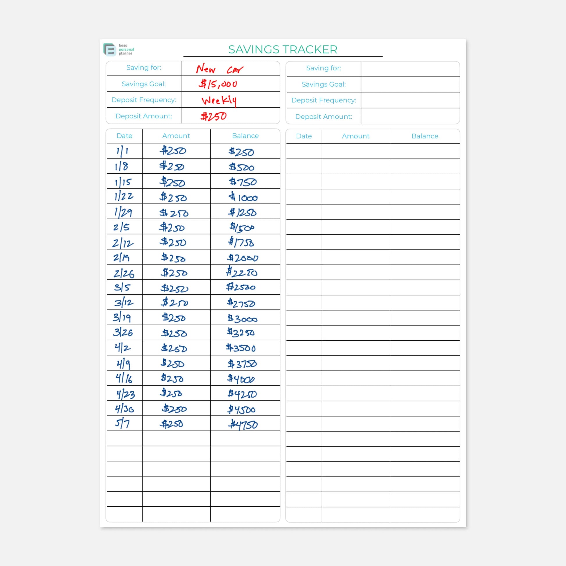 printable budget planner money savings tracker
