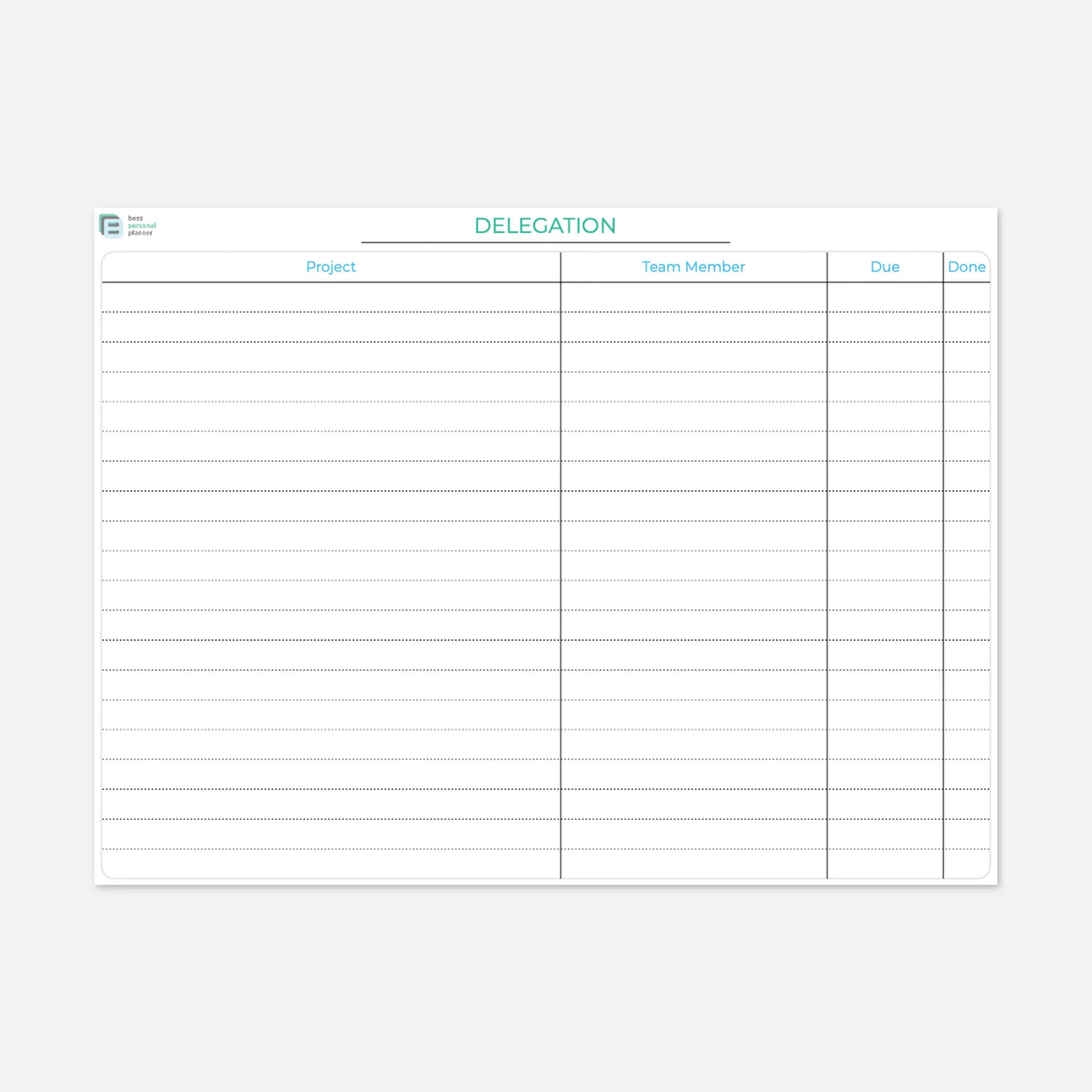 printable business planner delegation manager