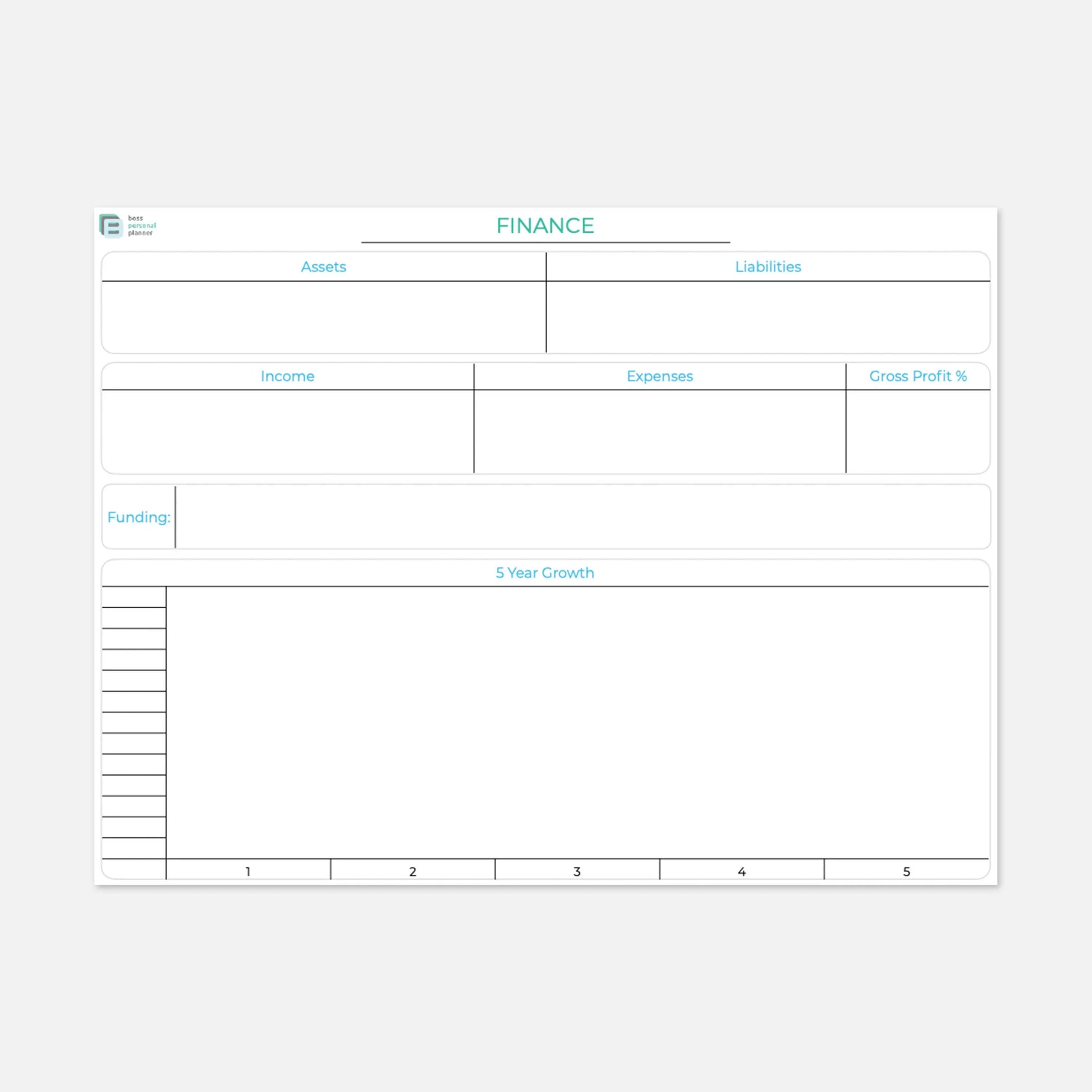 printable business planner finance tracker
