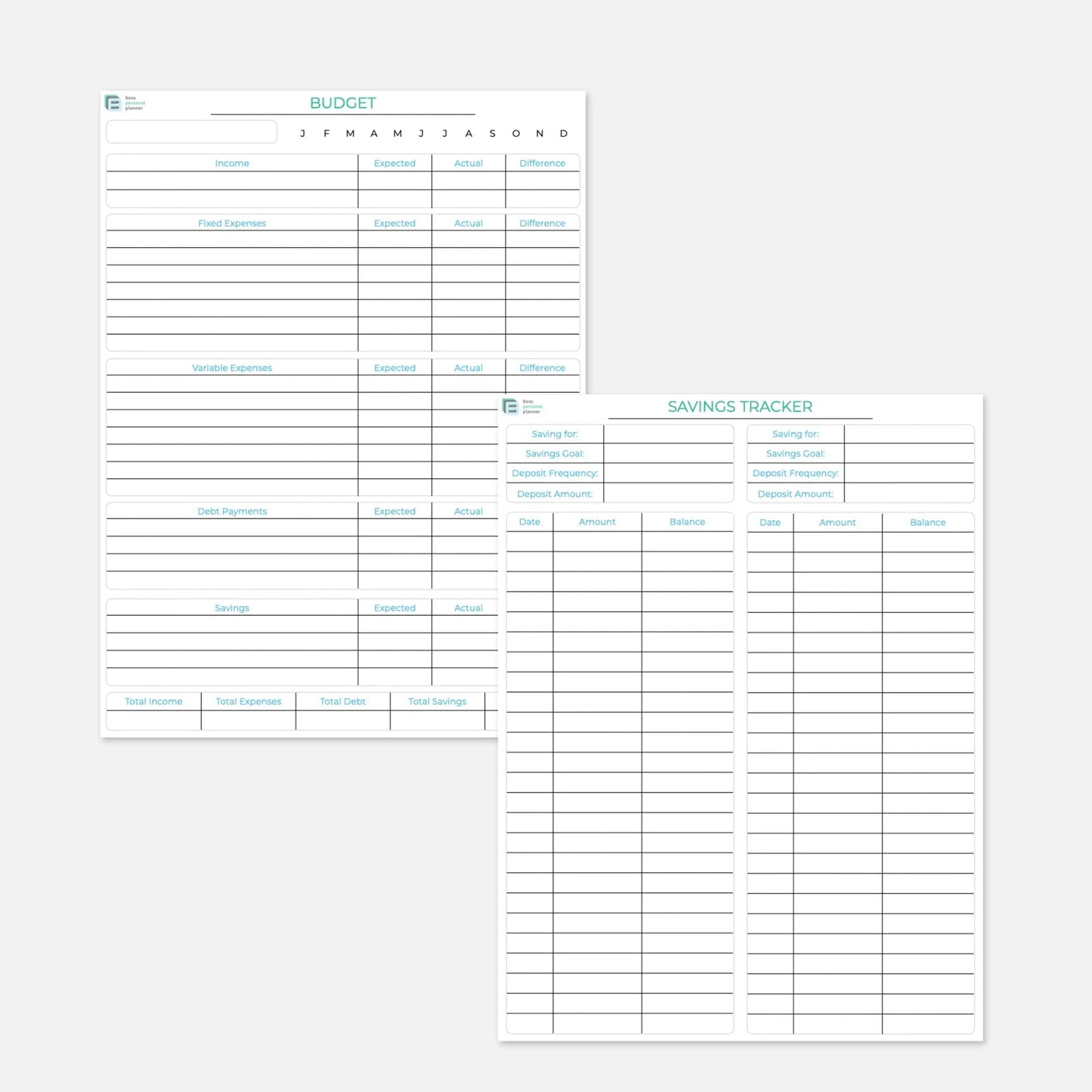 printable life planner budget and spending tracker